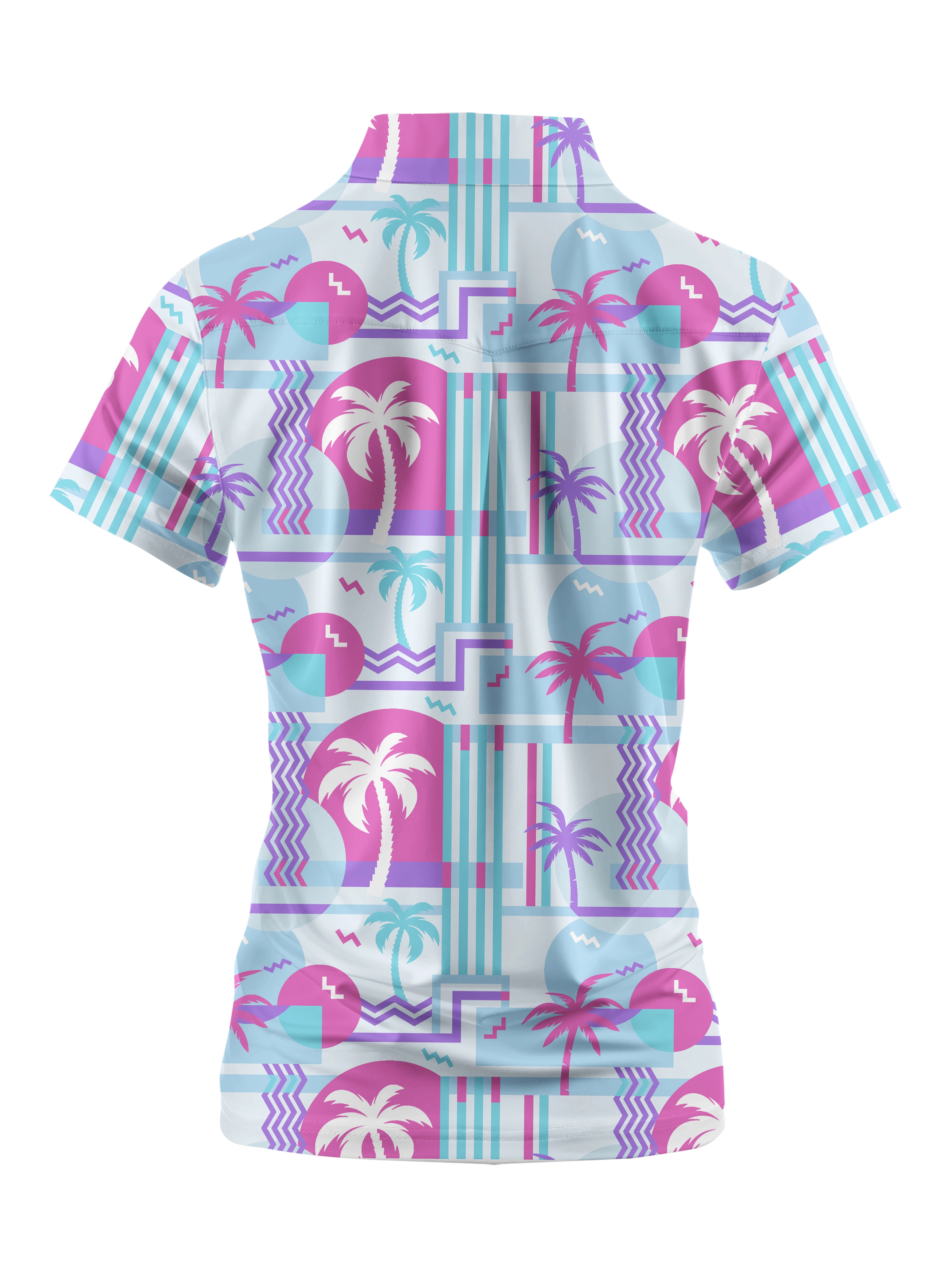 Cherryswing Women's Geometric Coconut Tree Golf Short Sleeve Polo Shirt