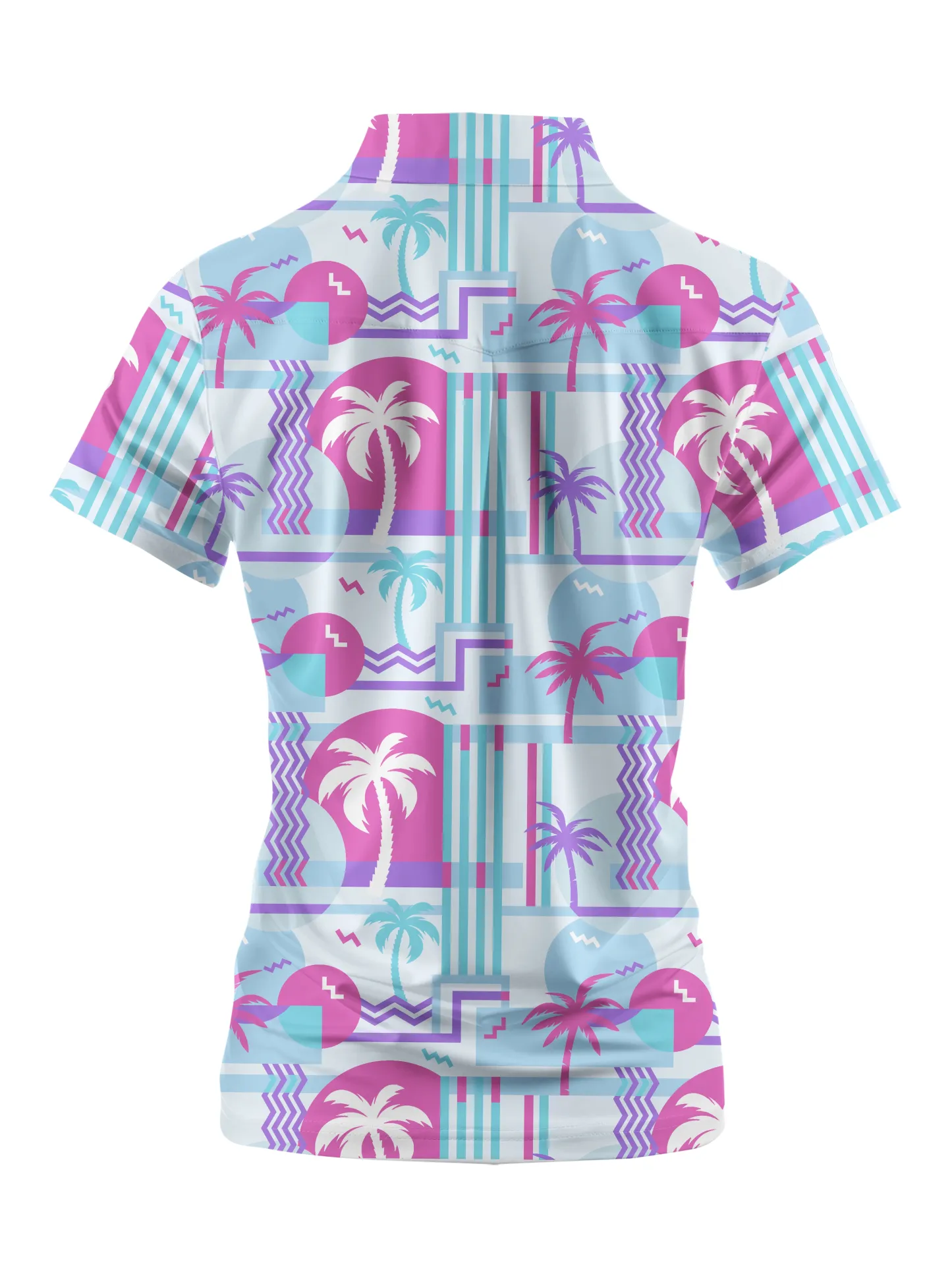 Cherryswing Women's Geometric Coconut Tree Golf Short Sleeve Polo Shirt
