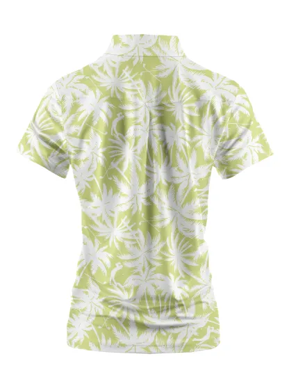Cherryswing Women's Coconut Tree Print Golf Short Sleeve Polo Shirt