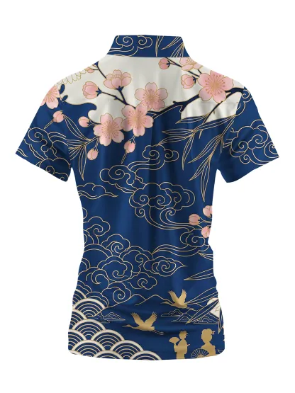 Cherryswing Women's Imperial Sakura Short Sleeve Polos