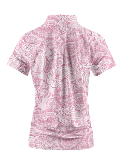 Cherryswing Women's Cashew Flower Golf Short Sleeve Polo Shirt