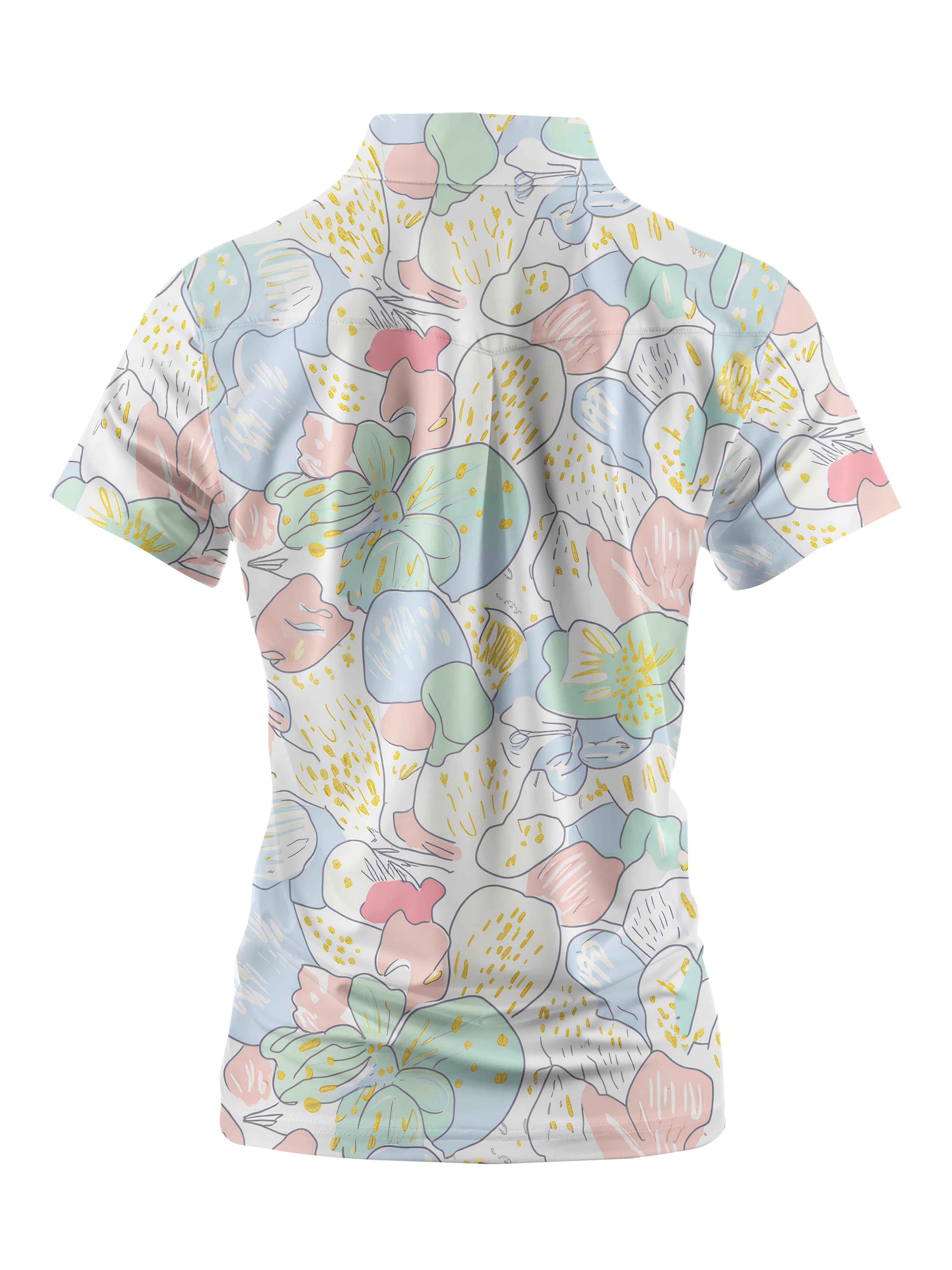 Cherryswing Women's Pastel Watercolor Floral Short Sleeve Polos
