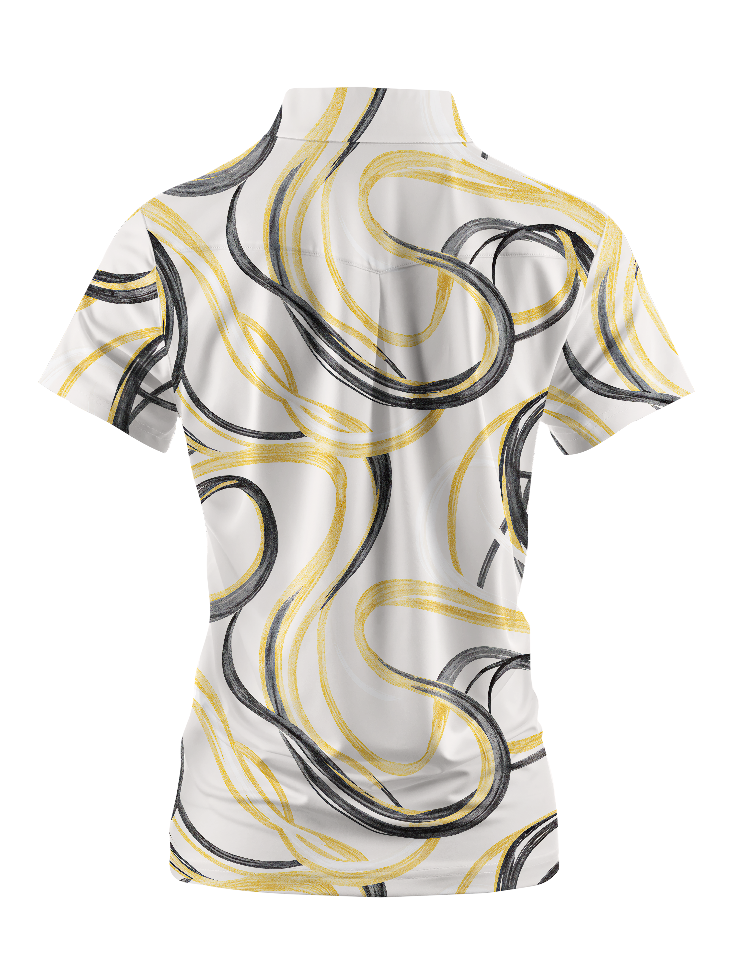 Cherryswing Women's Gold Swirl Line Short Sleeve Polos
