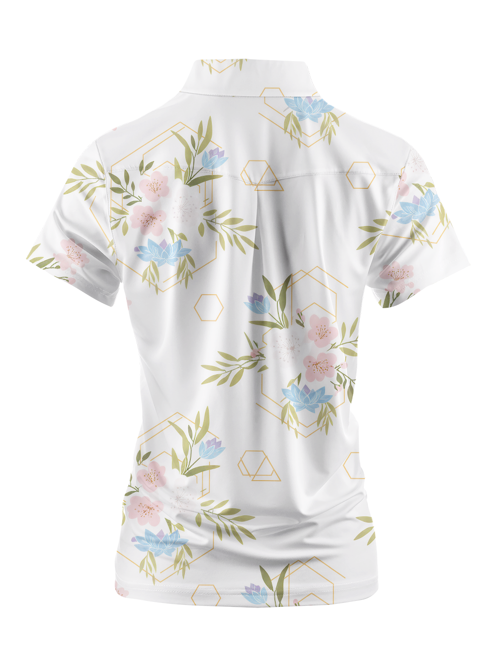 Cherryswing Women's Botanical Lines Short Sleeve Polos