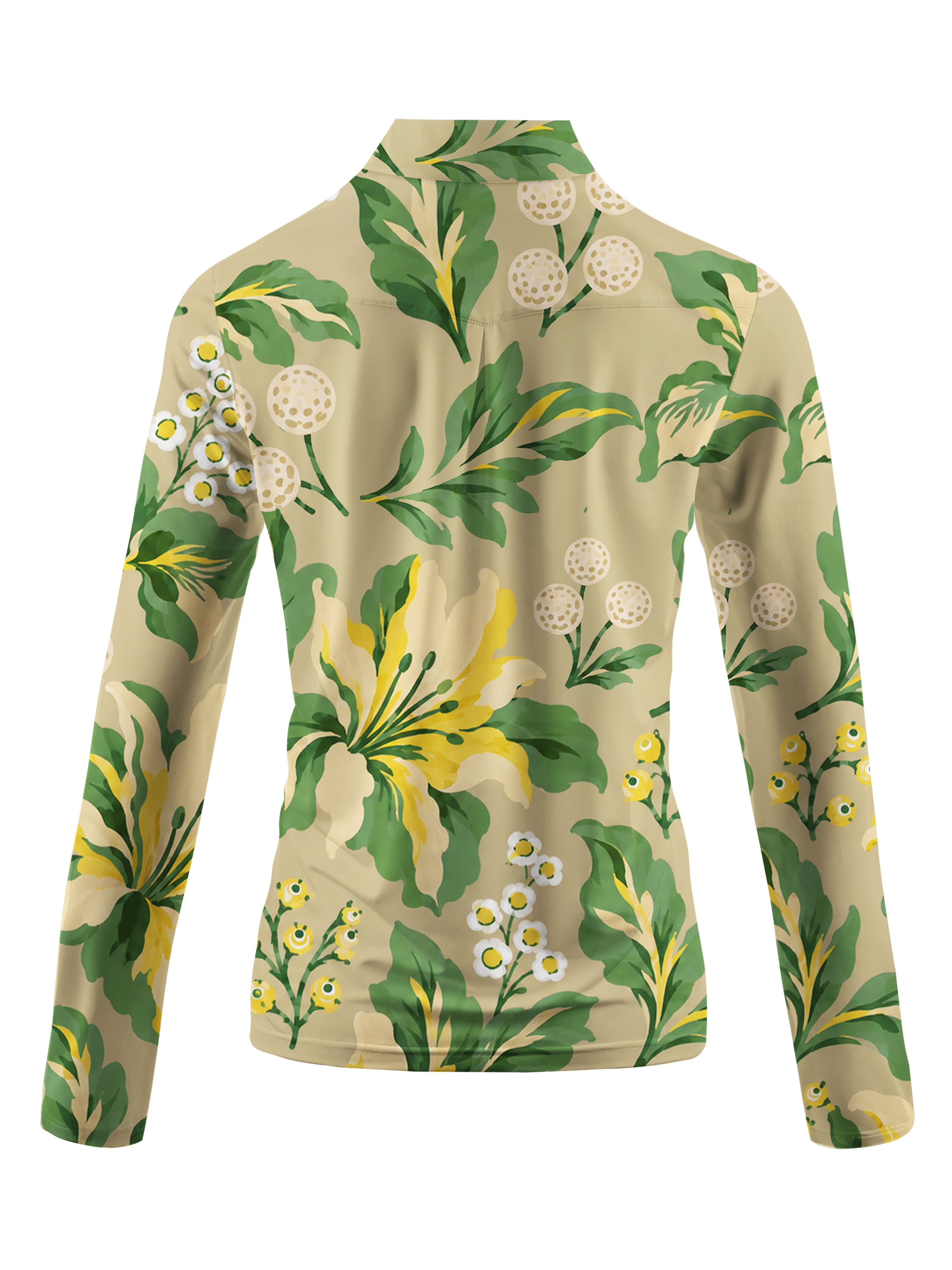 Cherryswing Women's Oversized Tropical Blooms Long Sleeve Golf Shirt