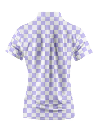 Cherryswing Women's Checkerboard Print Golf Short Sleeve Polo Shirt