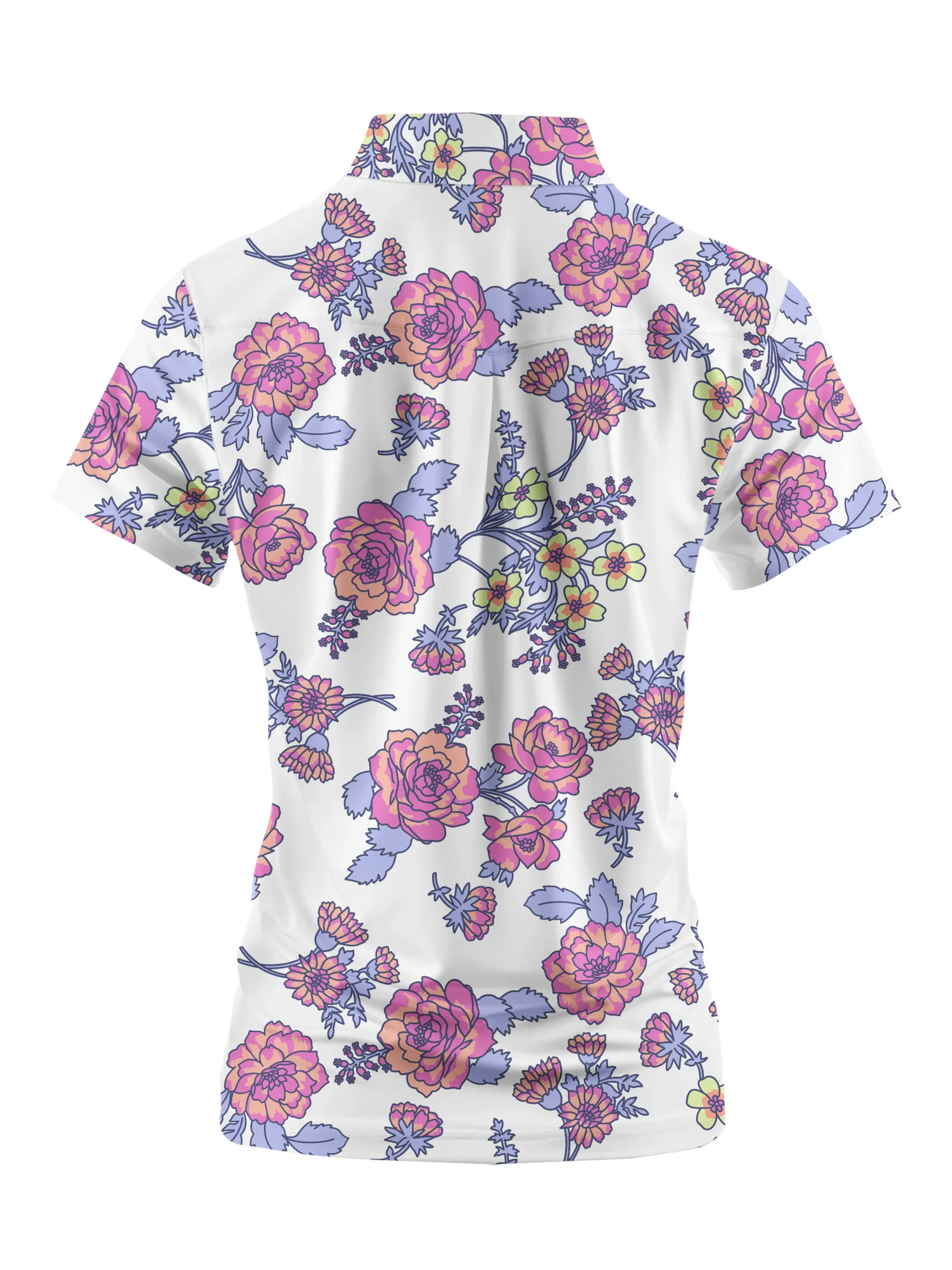 Cherryswing Women's Colorful Flowers Golf Short Sleeve Polo Shirt