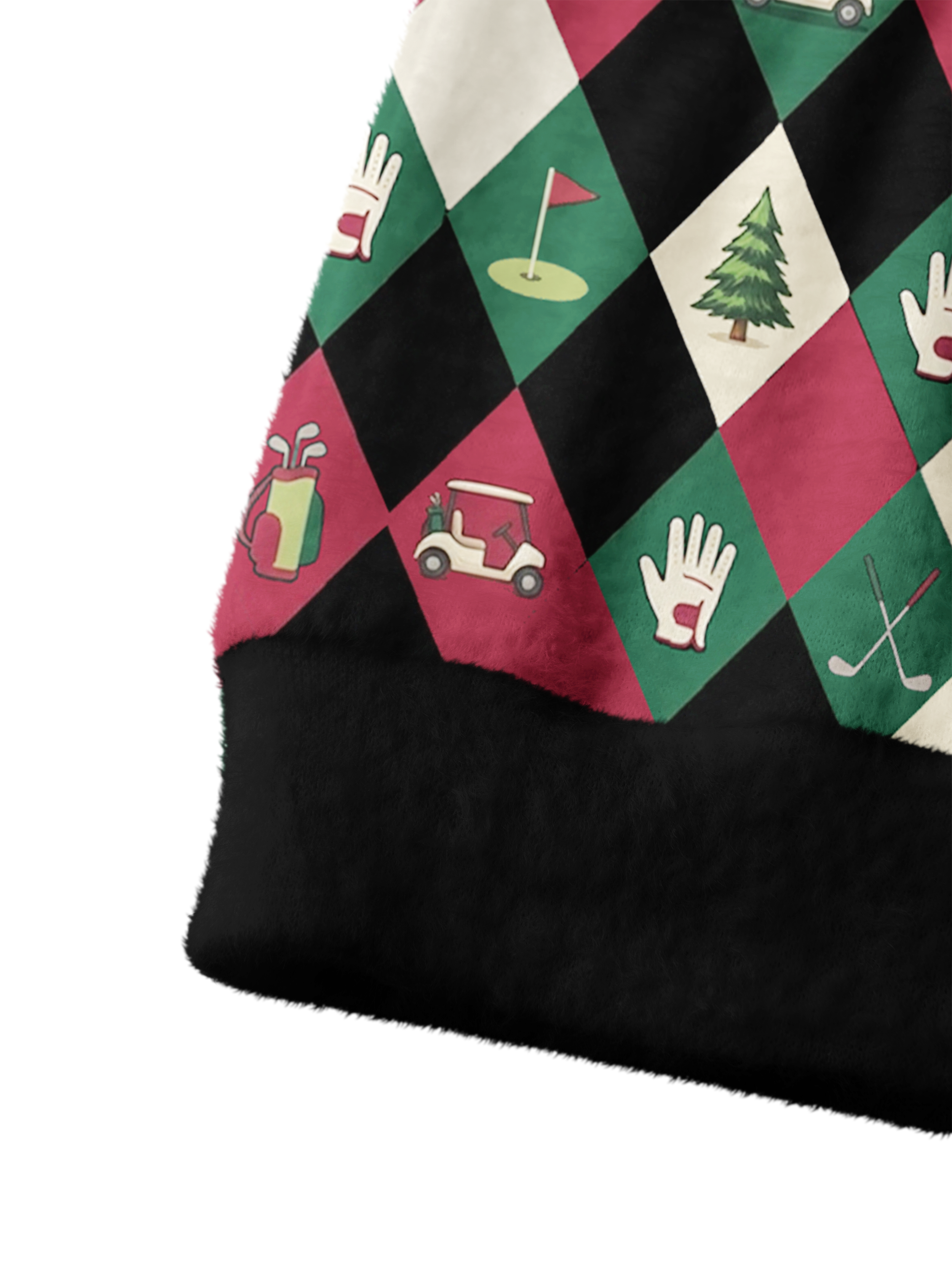 Cherryswing Women's Retro Diamond Golf Fuzzy Knit Golf Cardigan