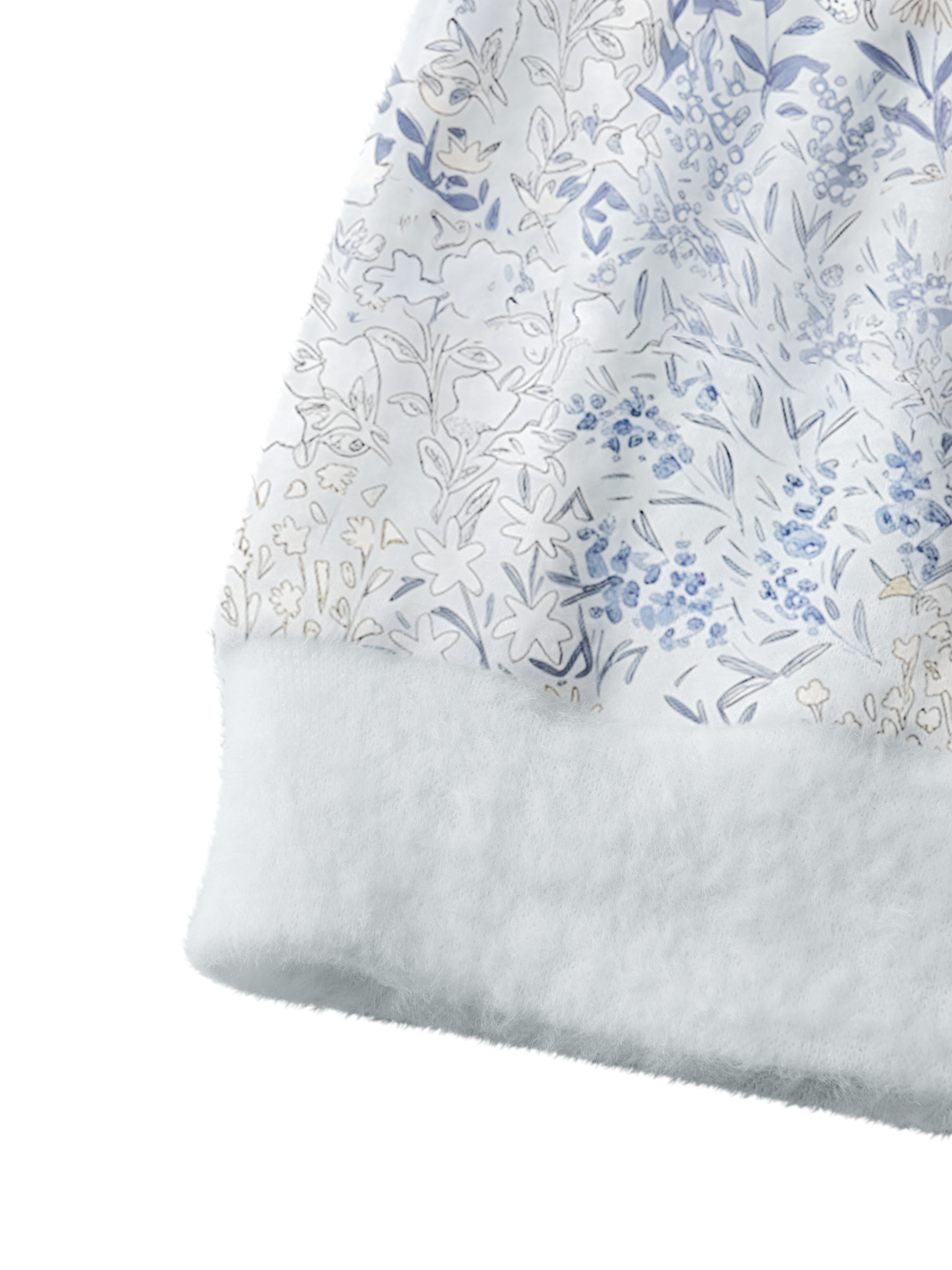 Cherryswing Women's Porcelain Botanical Sketch Fuzzy Knit Golf Cardigan