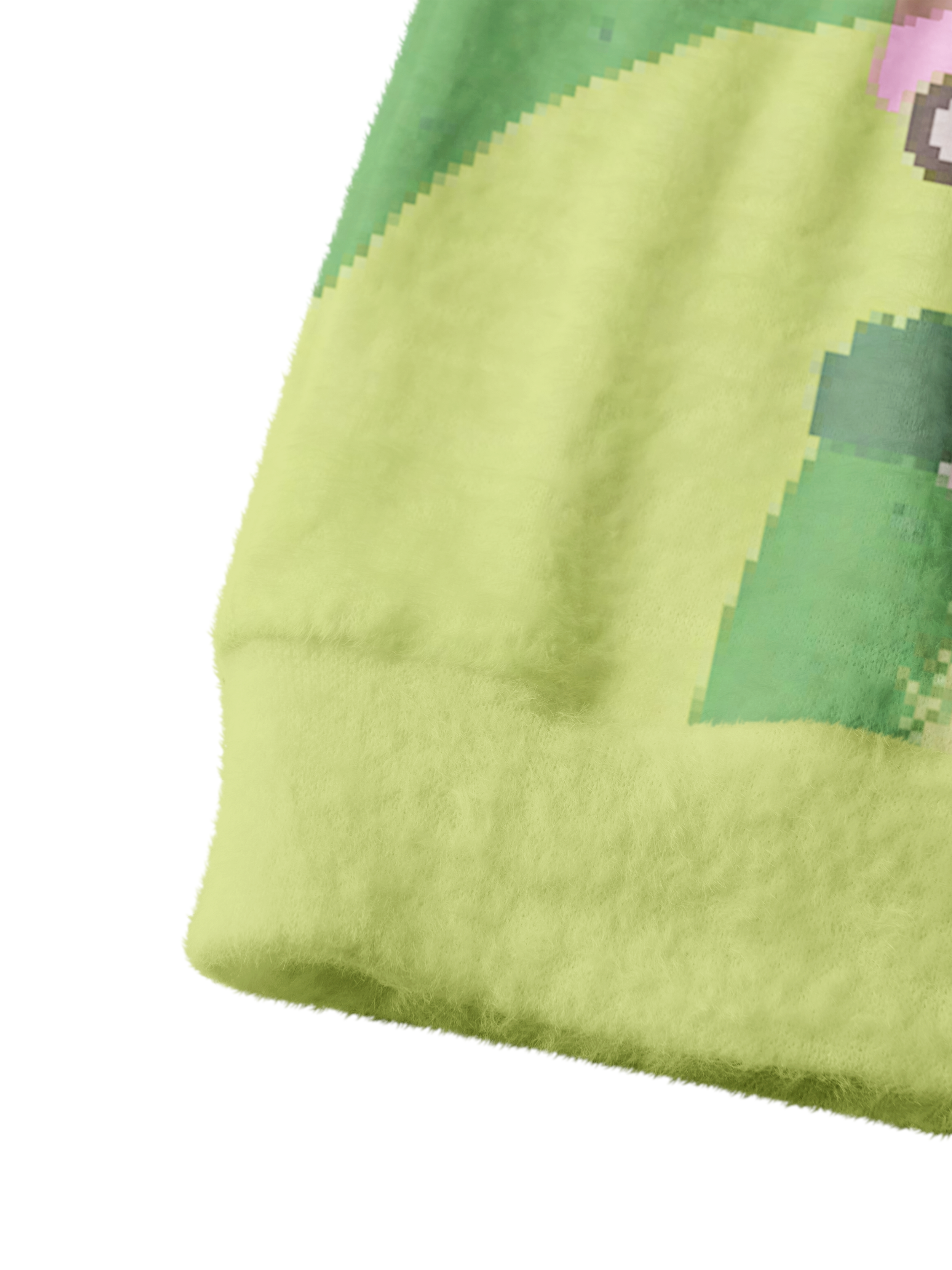 Cherryswing Women's Retro Pixel Landscape Fuzzy Knit Golf Cardigan
