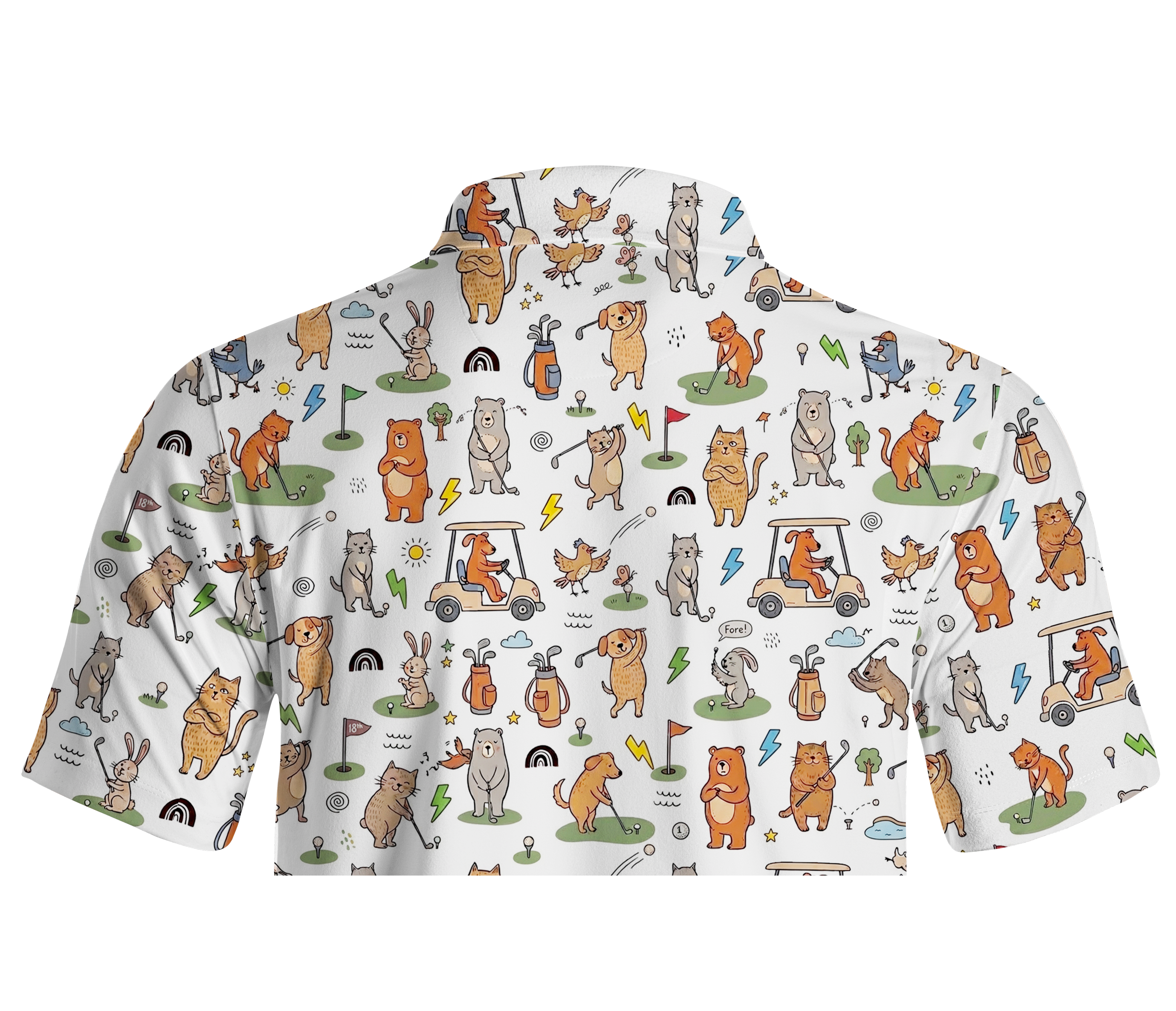 Cherryswing Playful Animal Golfers Print Men's Polo Shirt