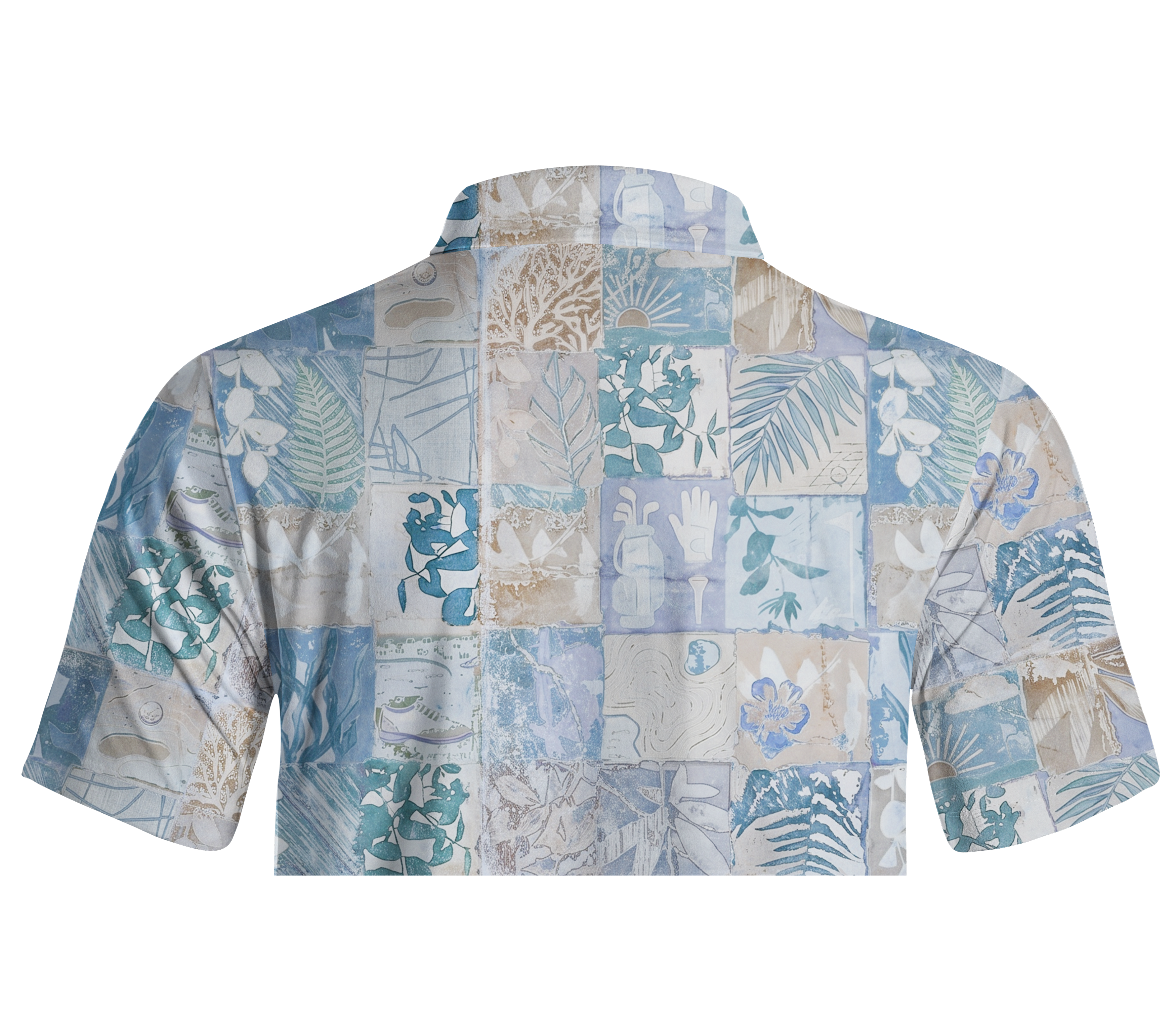 Cherryswing Botanical Mosaic Print Men's Polo Shirt