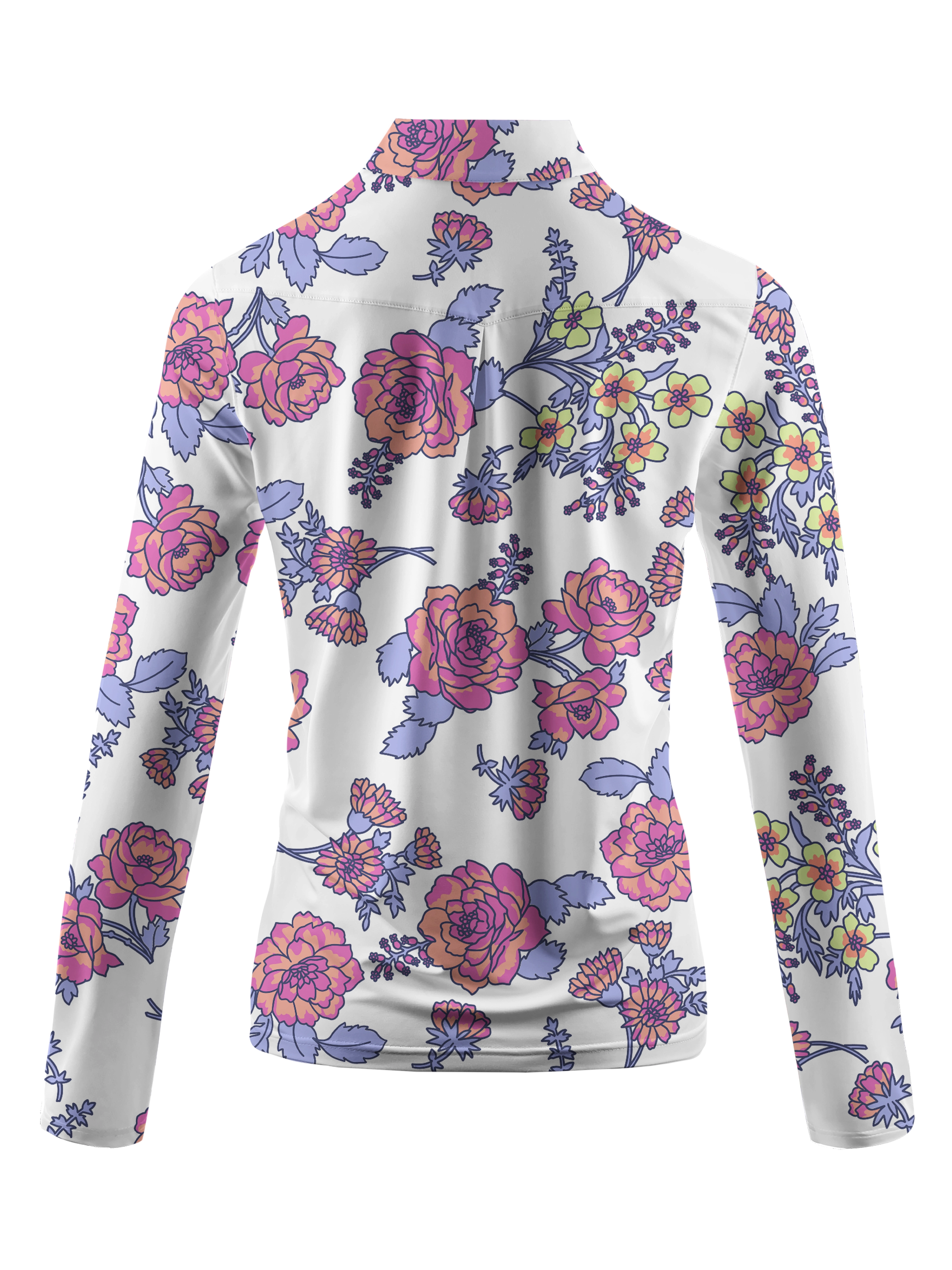 Cherryswing Women's Colorful Flowers Golf Long Sleeve Polo Shirt
