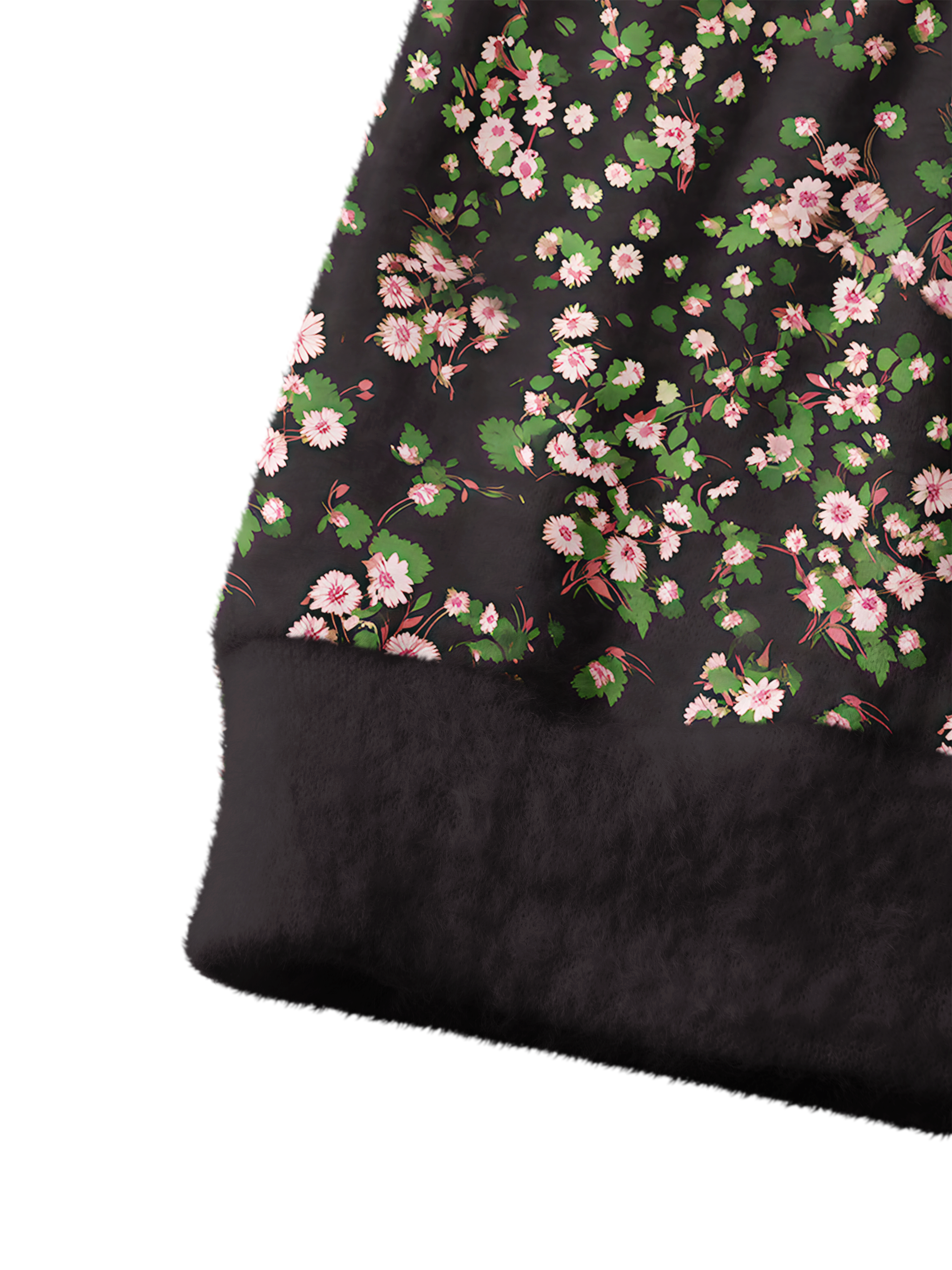 Cherryswing Women's Floral Meadow Print Fuzzy Knit Golf Cardigan