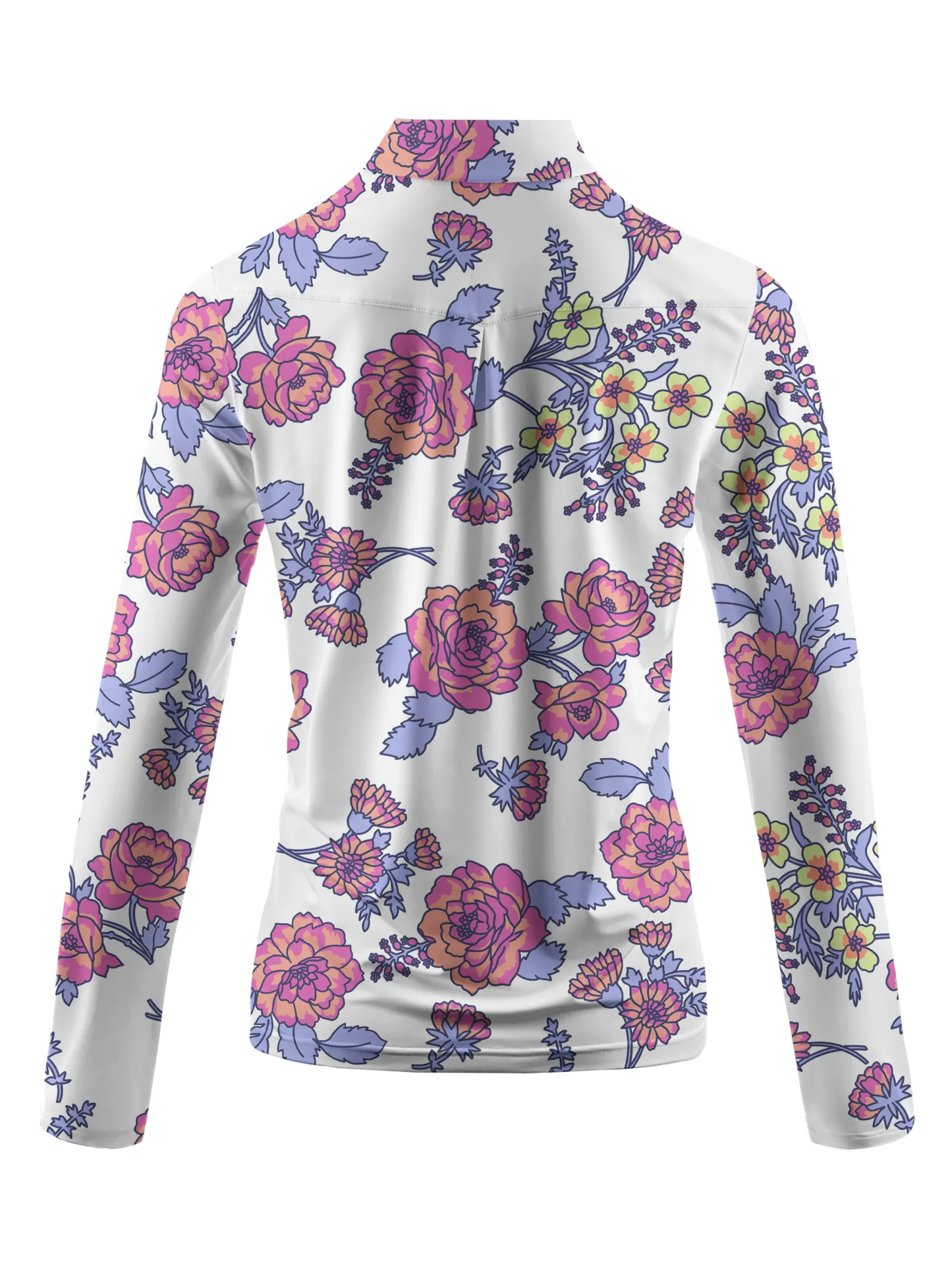 Cherryswing Women's Colorful Flowers Golf Long Sleeve Polo Shirt