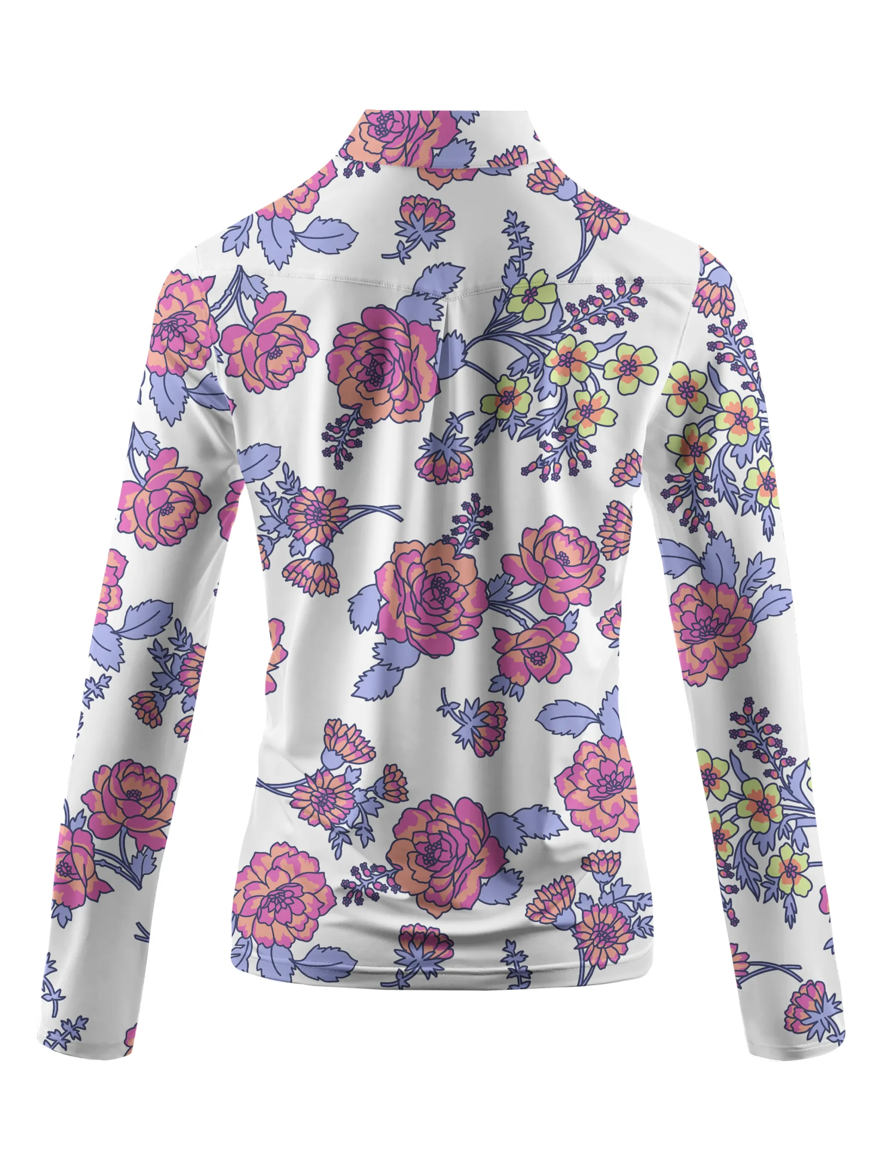 Cherryswing Women's Colorful Flowers Golf Long Sleeve Polo Shirt