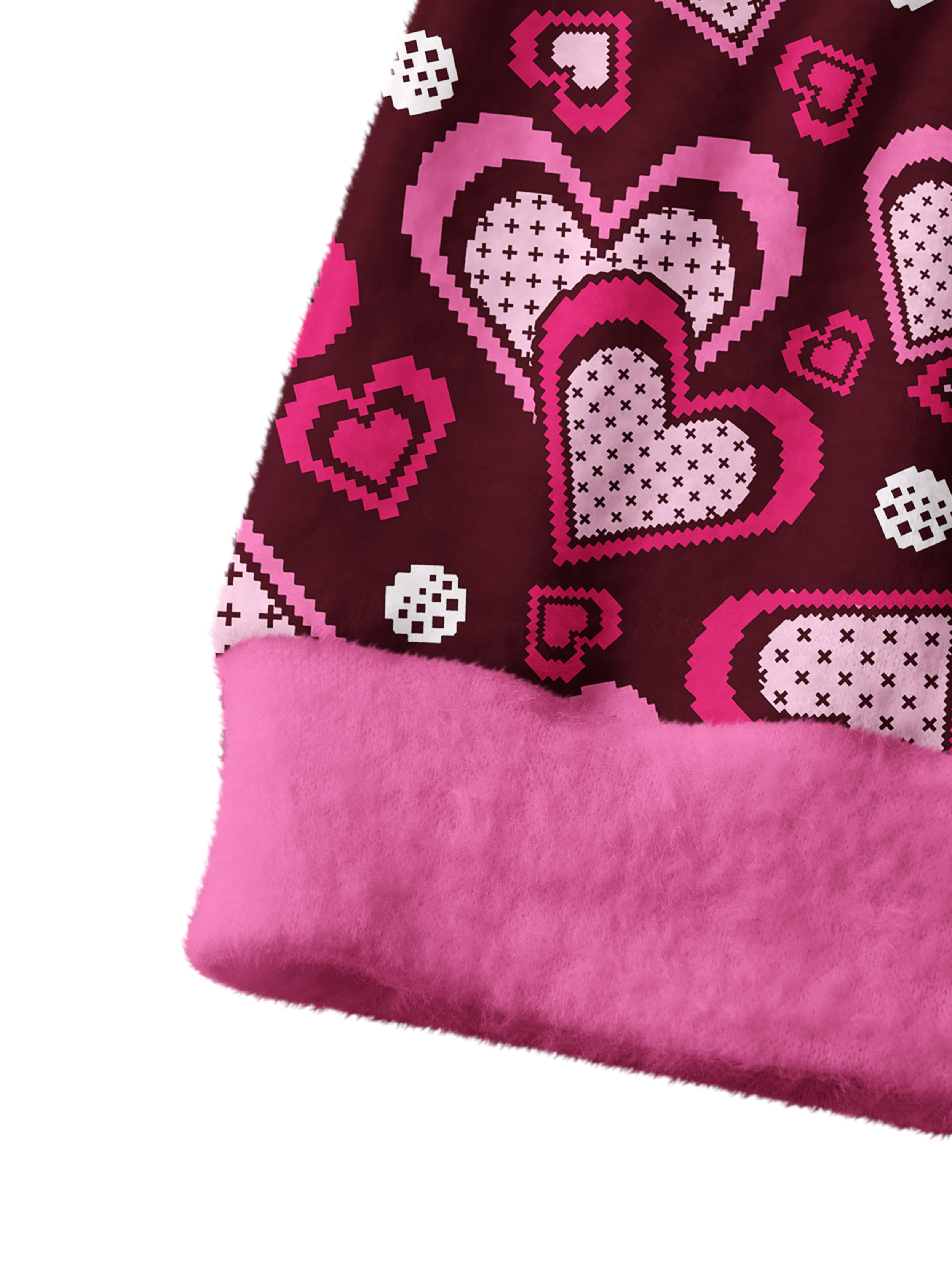 Cherryswing Women's Retro Pixel Heart Fuzzy Knit Golf Cardigan