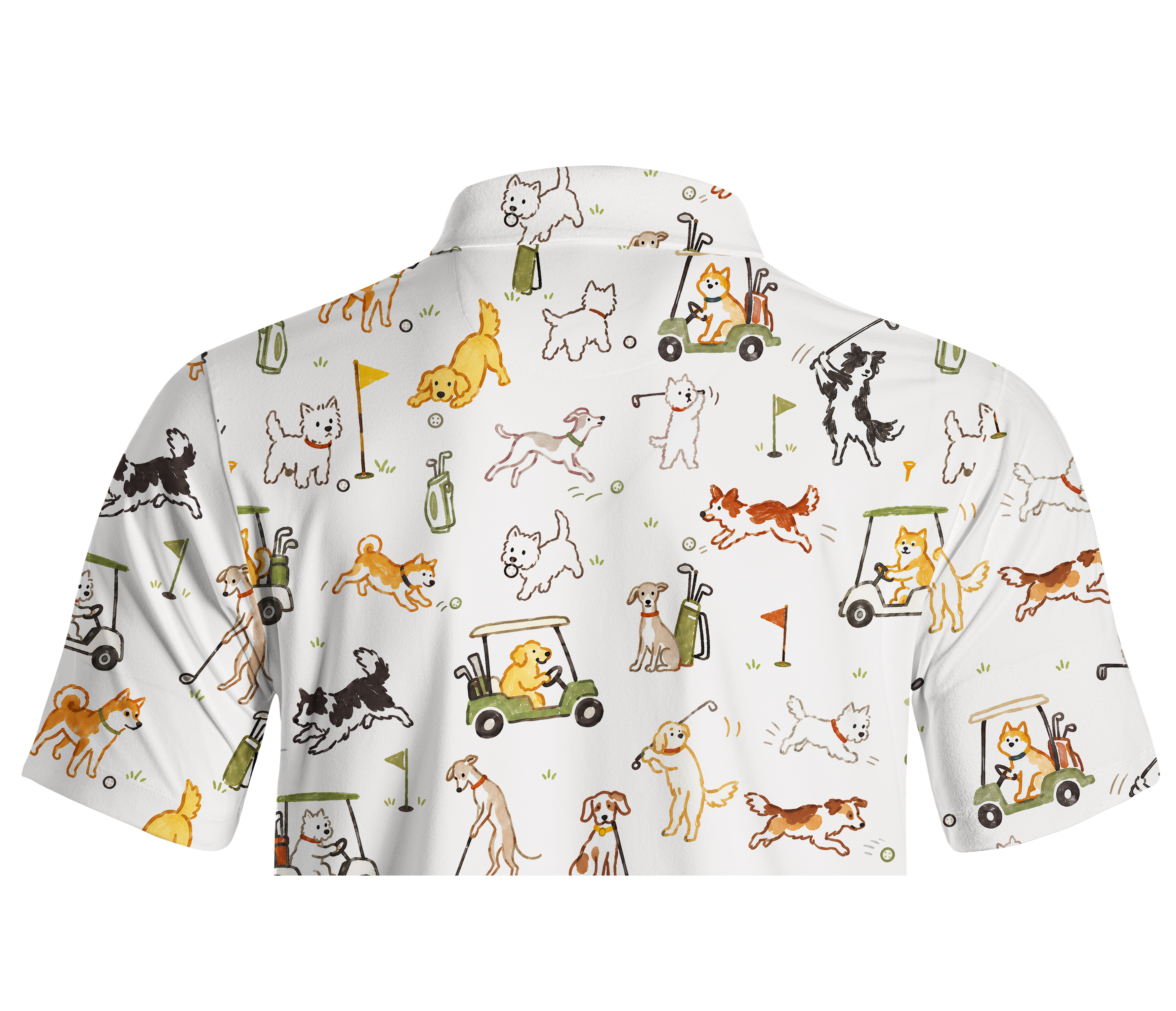 Cherryswing Cute Golf Pup Novelty Print Men's Polo Shirt