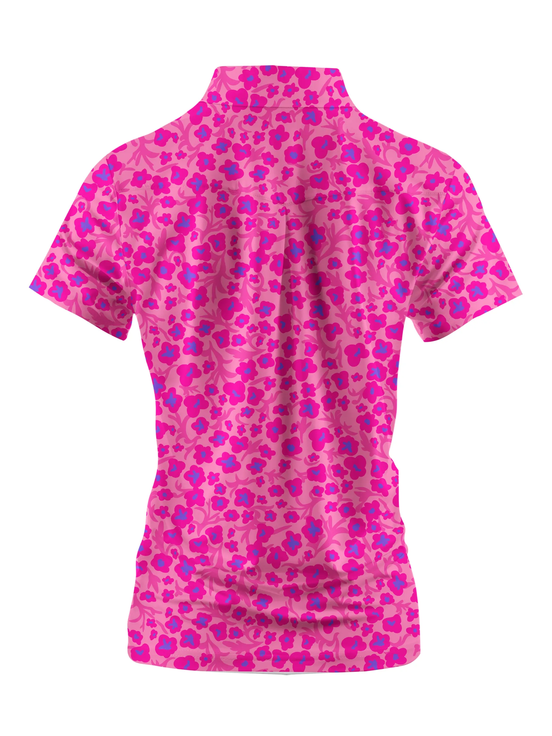 Cherryswing Women's Pink Floral Golf Short Sleeve Polo Shirt