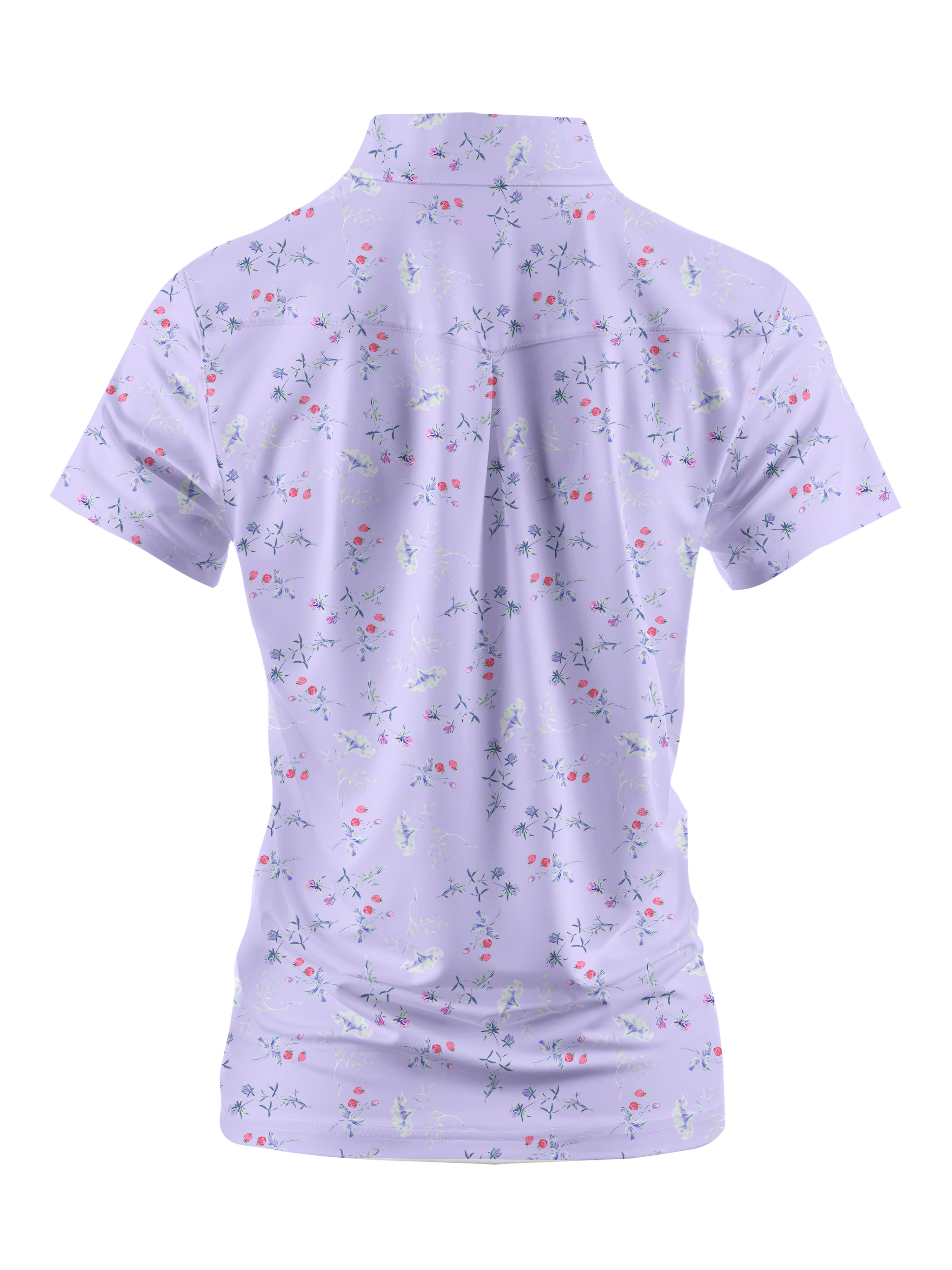Cherryswing Women's Strawberry Flowers Golf Short Sleeve Polo Shirt