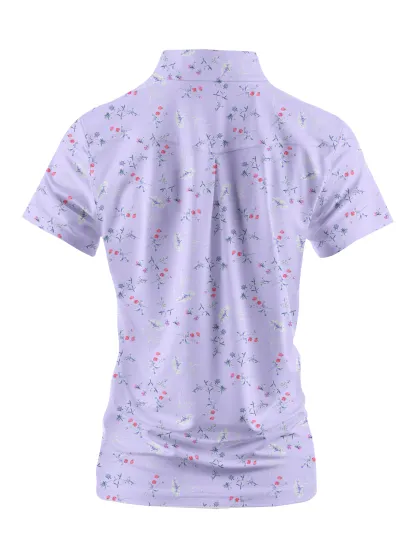 Cherryswing Women's Strawberry Flowers Golf Short Sleeve Polo Shirt