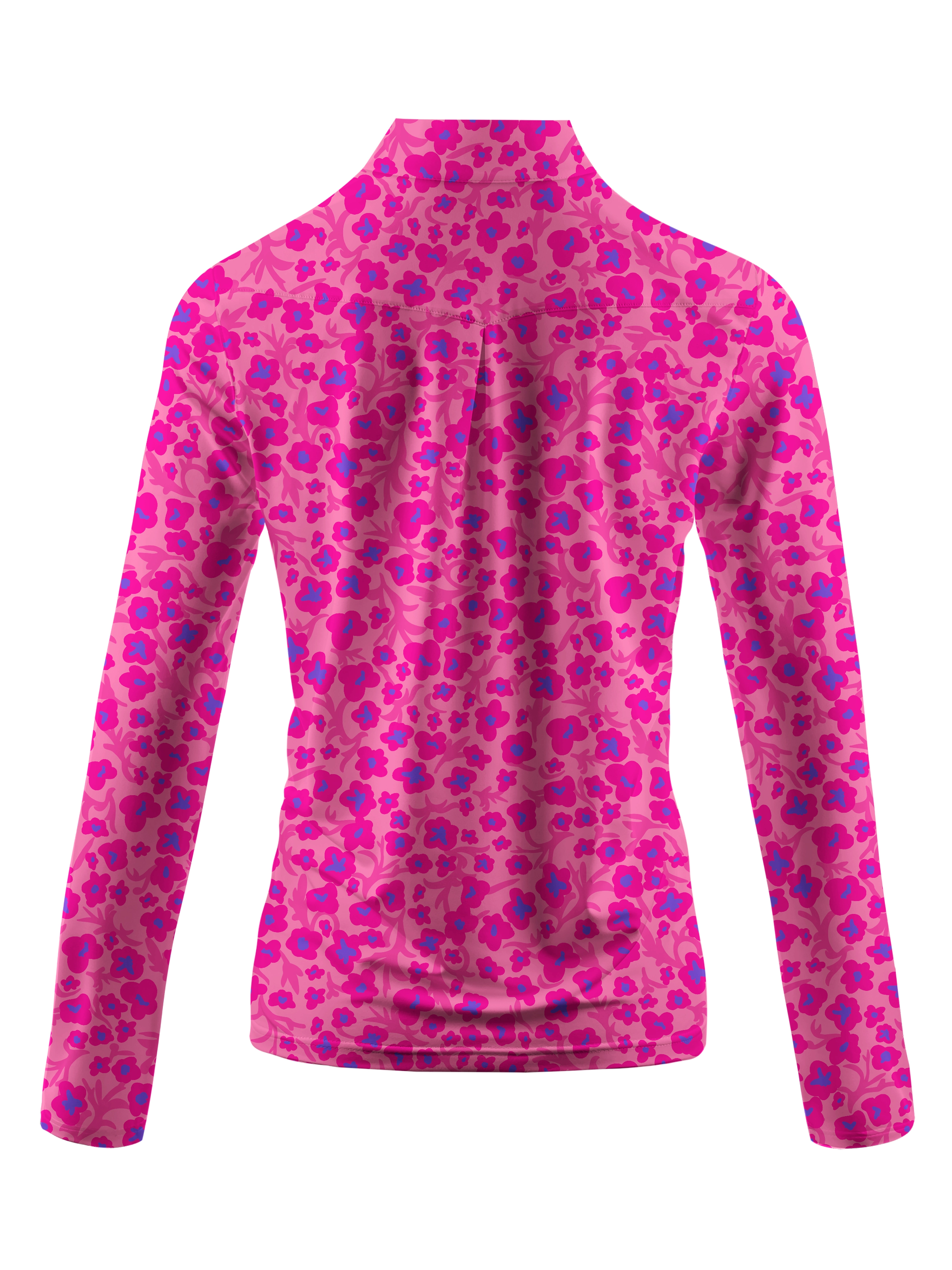 Cherryswing Women's Pink Floral Golf Long Sleeve Polo Shirt