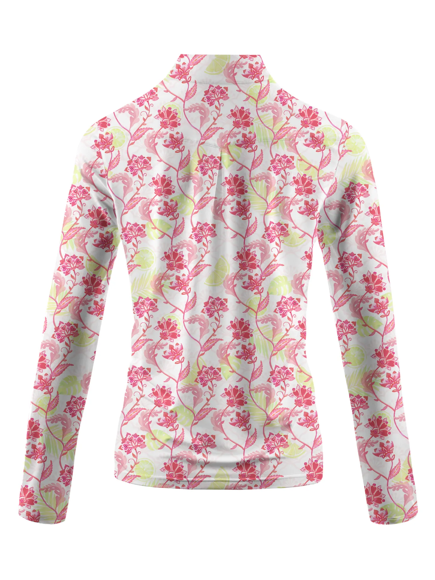 Cherryswing Women's Pink Flowers Long Sleeve Polo Shirt