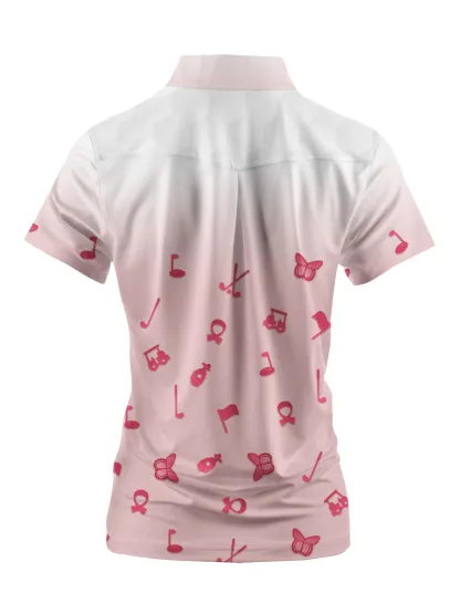 Cherryswing Women's Pink Gradient Golf Short Sleeve Polo Shirt