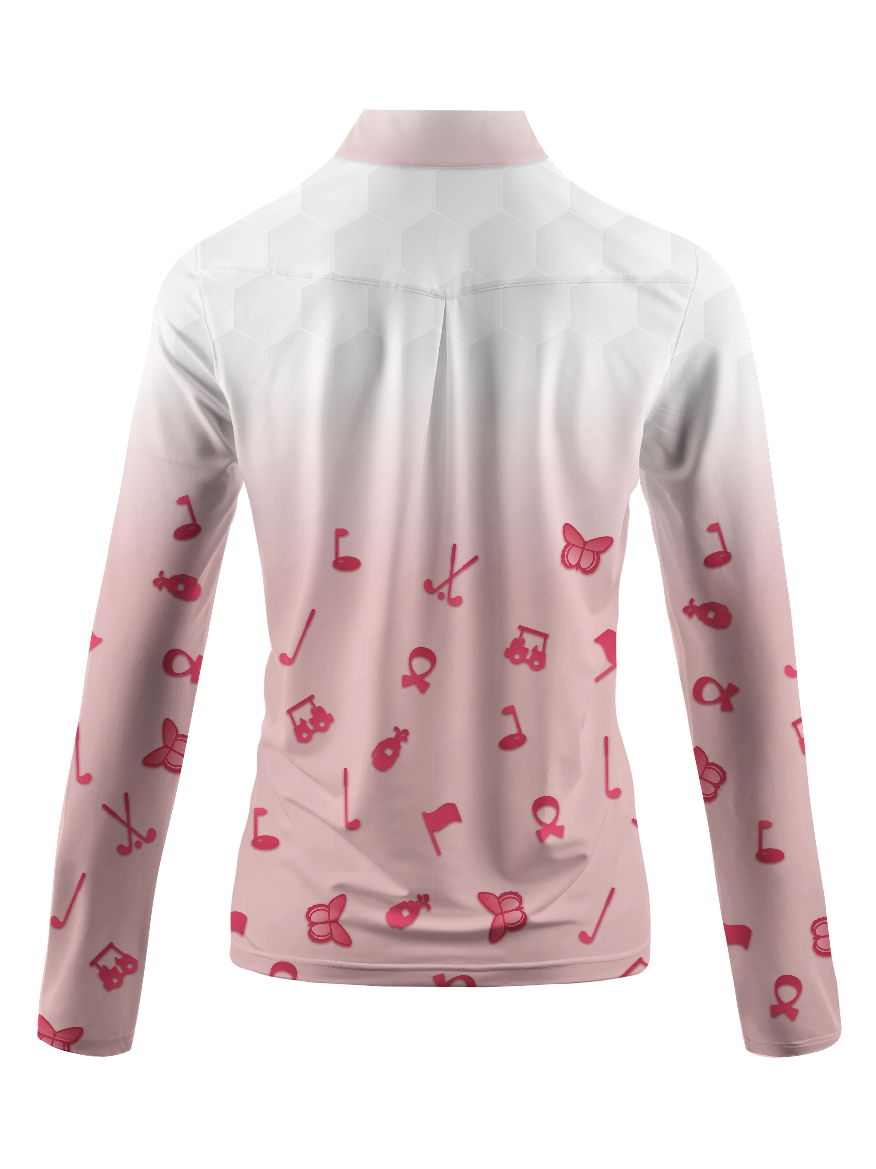 Cherryswing Women's Pink Gradient Golf Long Sleeve Polo Shirt