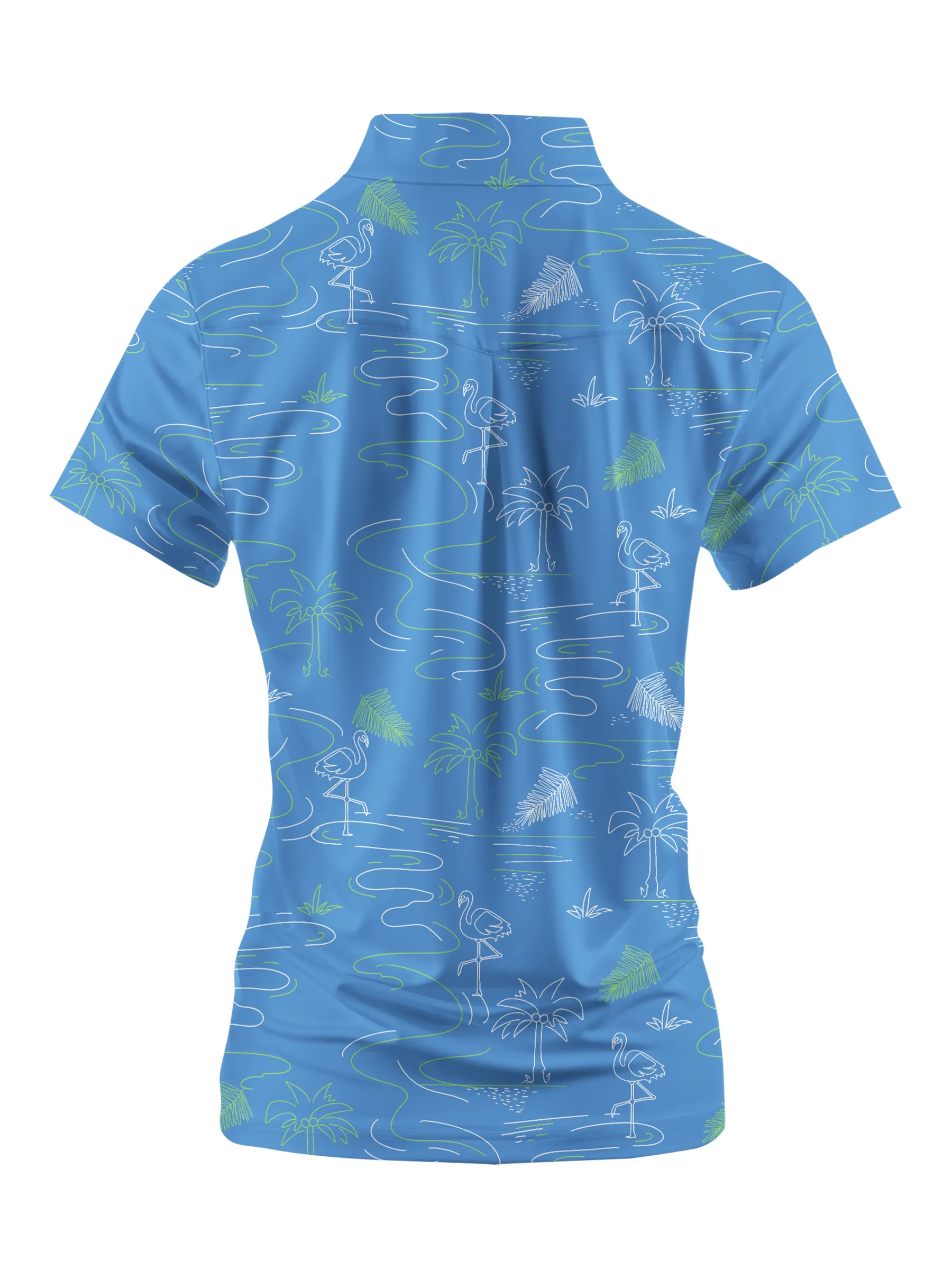 Cherryswing Women's Flamingos Playing Golf Short Sleeve Polo Shirt