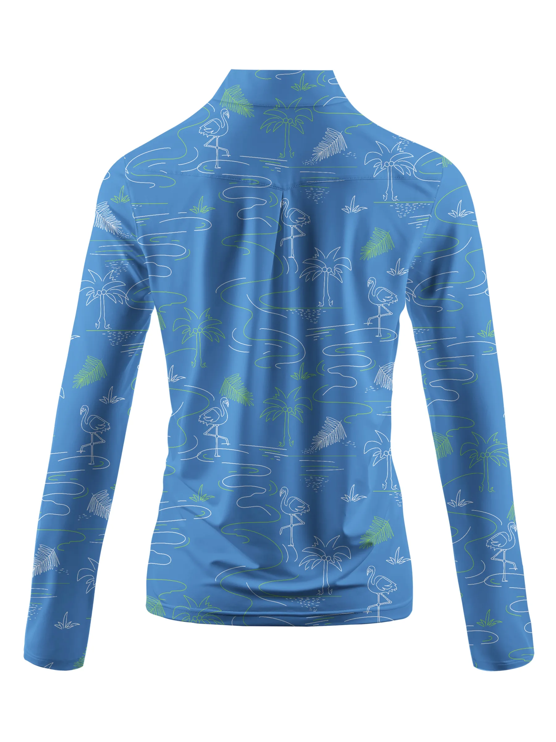 Cherryswing Women's Flamingos Playing Golf Long Sleeve Polo Shirt