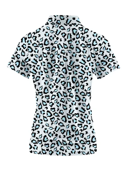Cherryswing Women's Leopard Golf Short Sleeve Polo Shirt