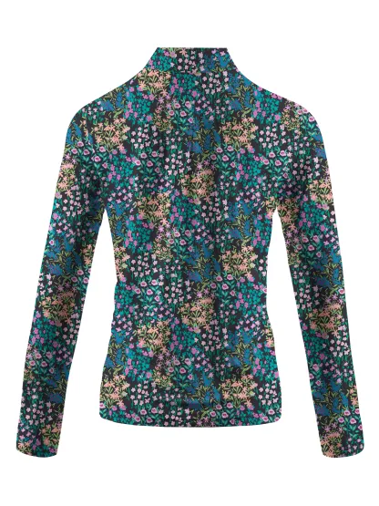 Cherryswing Women's Golf Wildflowers Bloom Long Sleeve Polo Shirt