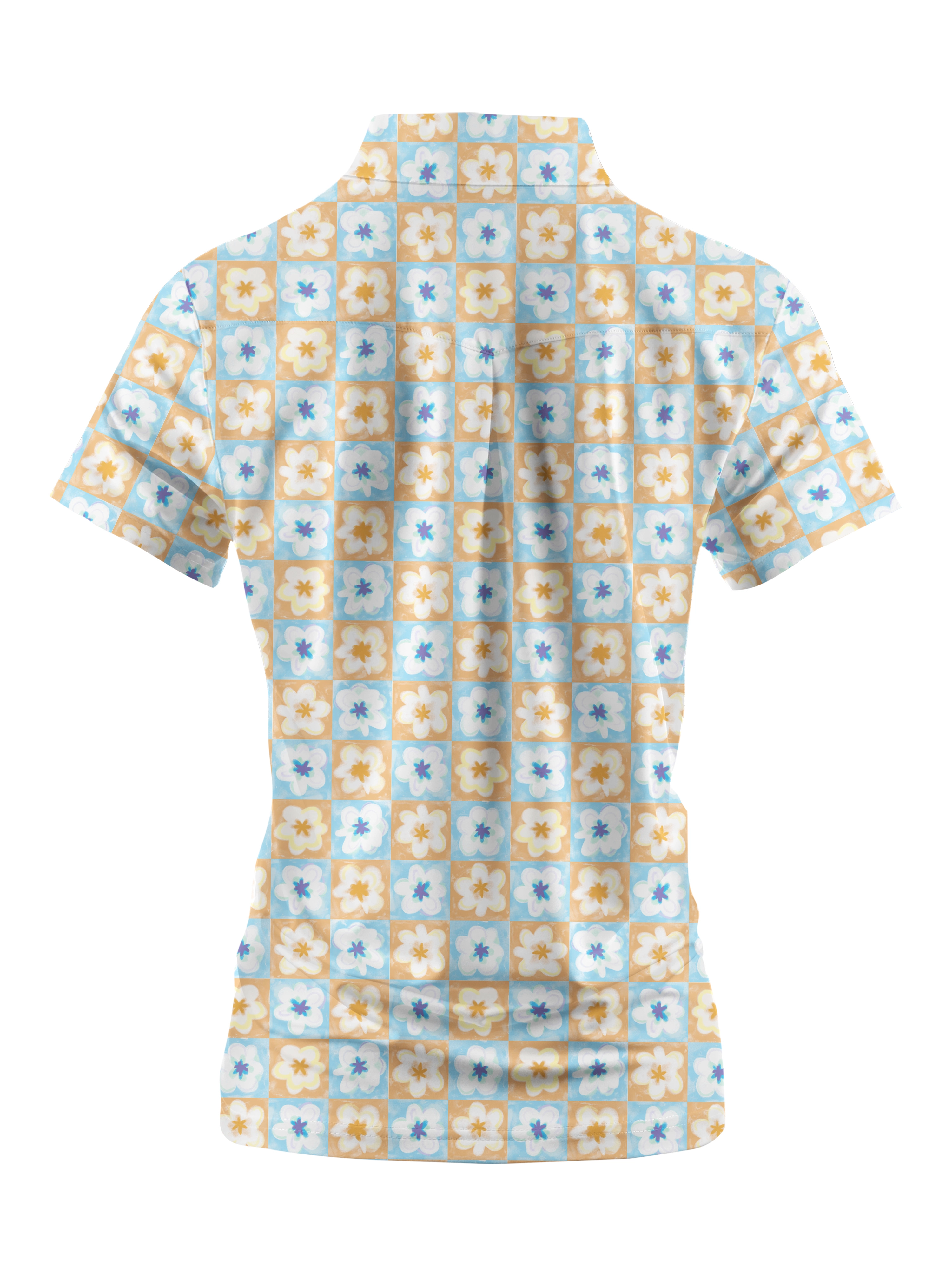 Cherryswing Women's Bicolor Flower Golf Short Sleeve Polo Shirt