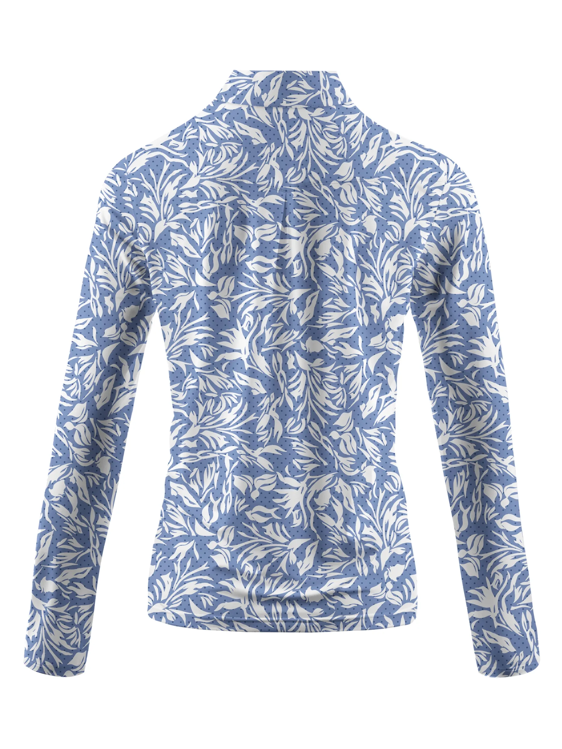 Cherryswing Women's Golf Flower Breathable Long Sleeve Polo Shirt