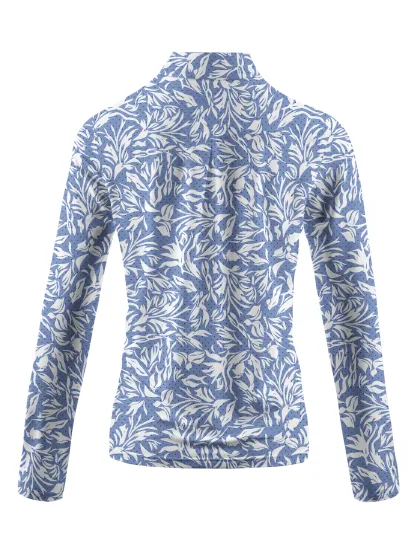 Cherryswing Women's Golf Flower Breathable Long Sleeve Polo Shirt