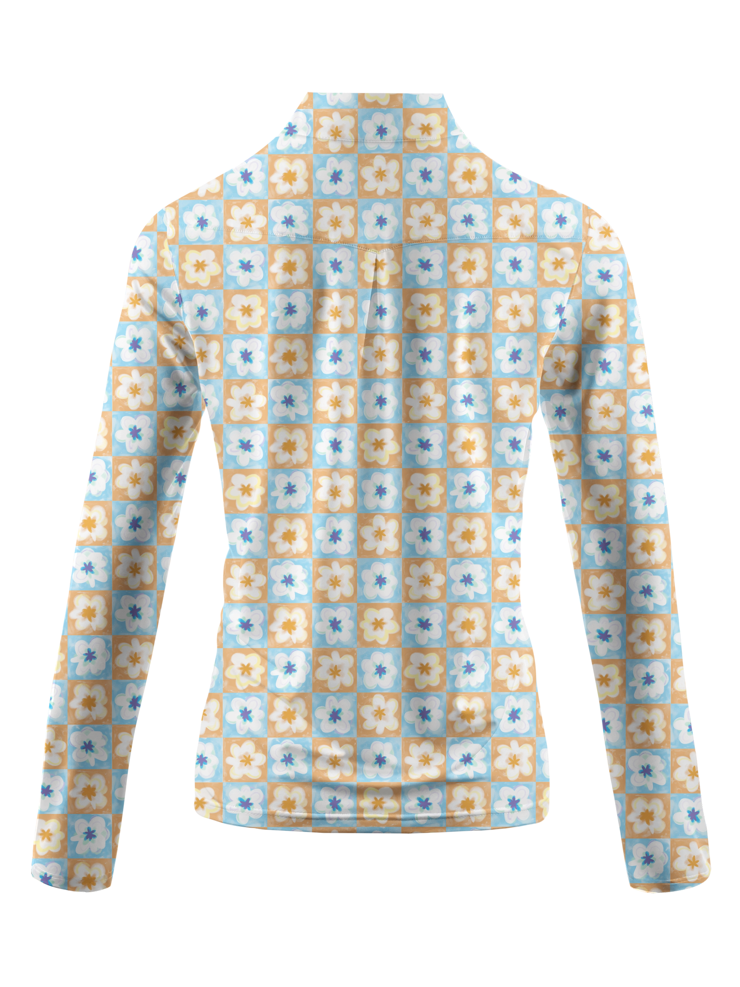 Cherryswing Women's Golf Bicolor Flower Long Sleeve Polo Shirt