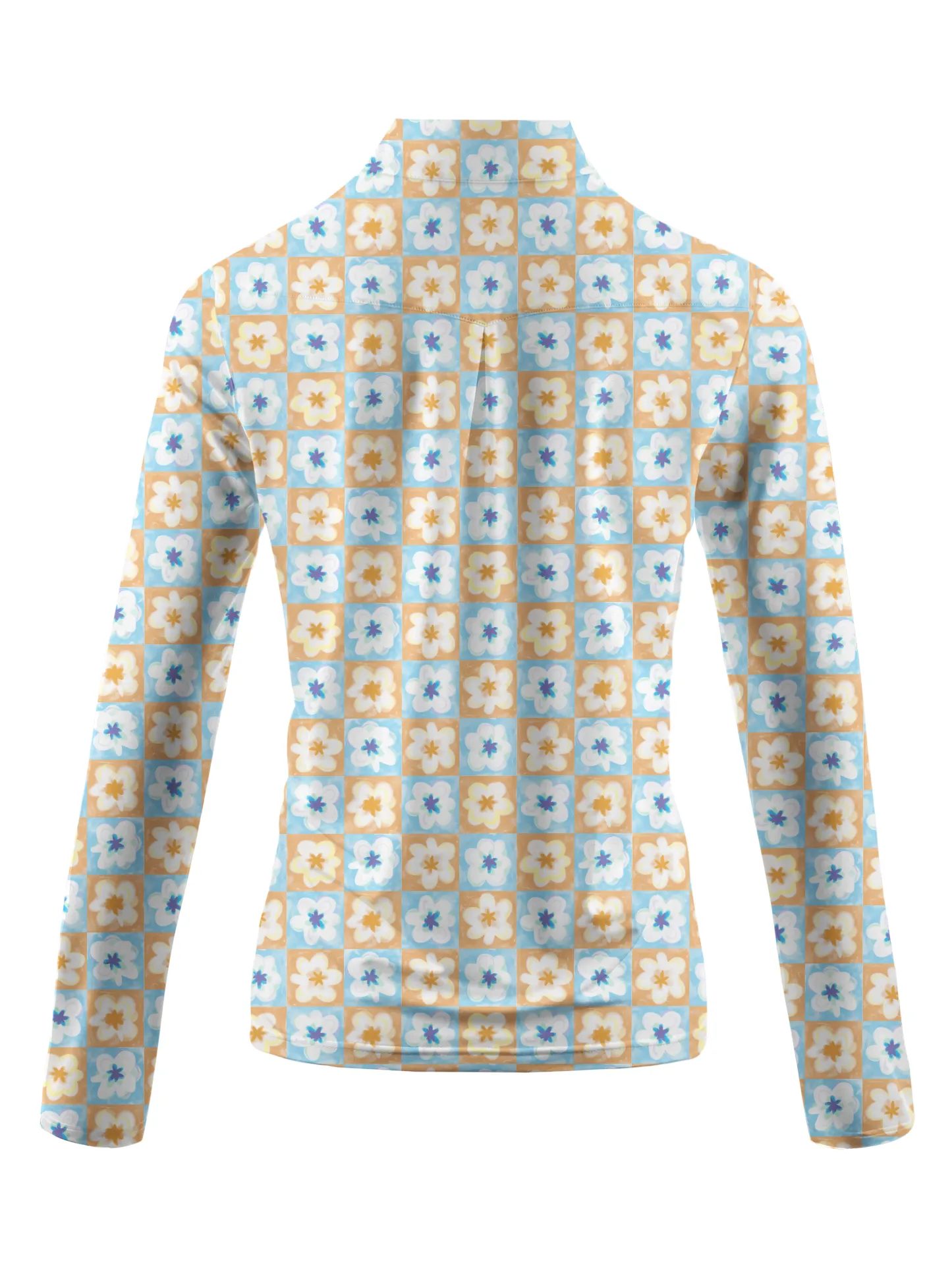 Cherryswing Women's Golf Bicolor Flower Long Sleeve Polo Shirt