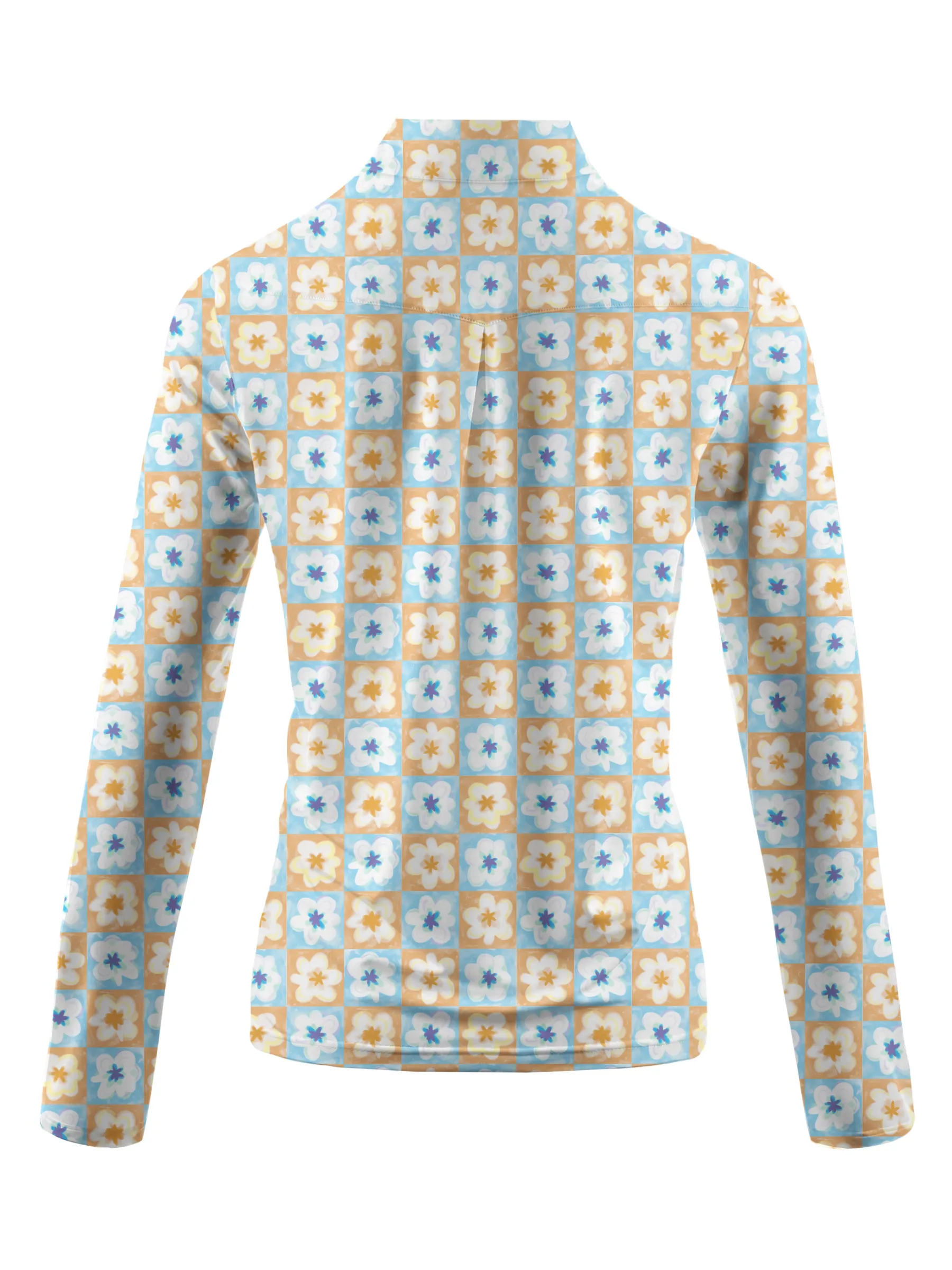 Cherryswing Women's Golf Bicolor Flower Long Sleeve Polo Shirt