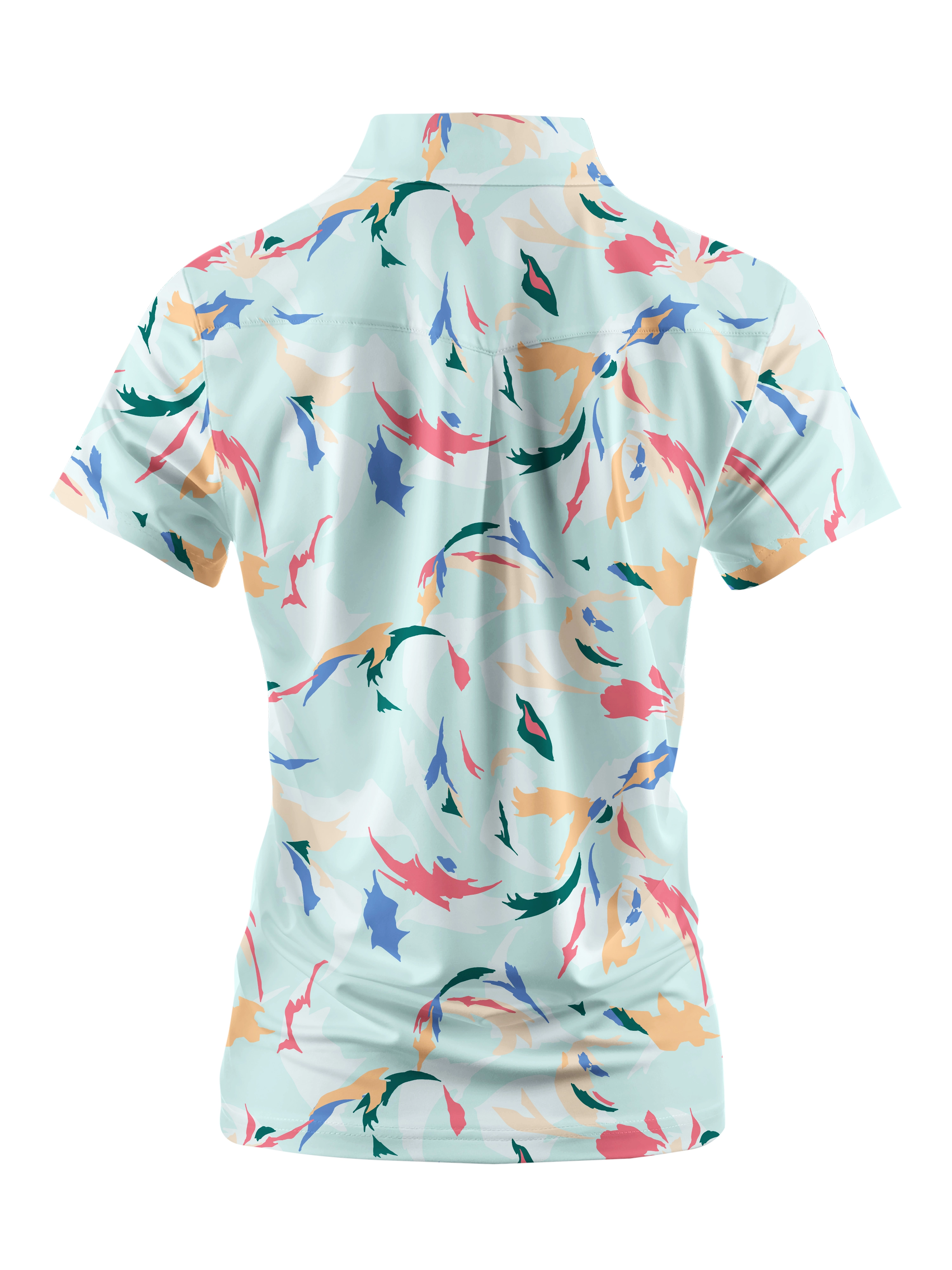 Cherryswing Women's Floral Color Matching Golf Short Sleeve Polo Shirt