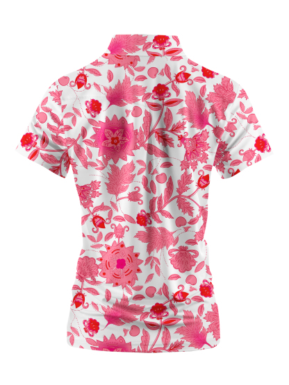 Cherryswing Women's Pink Botanical Short Sleeve Golf Shirt