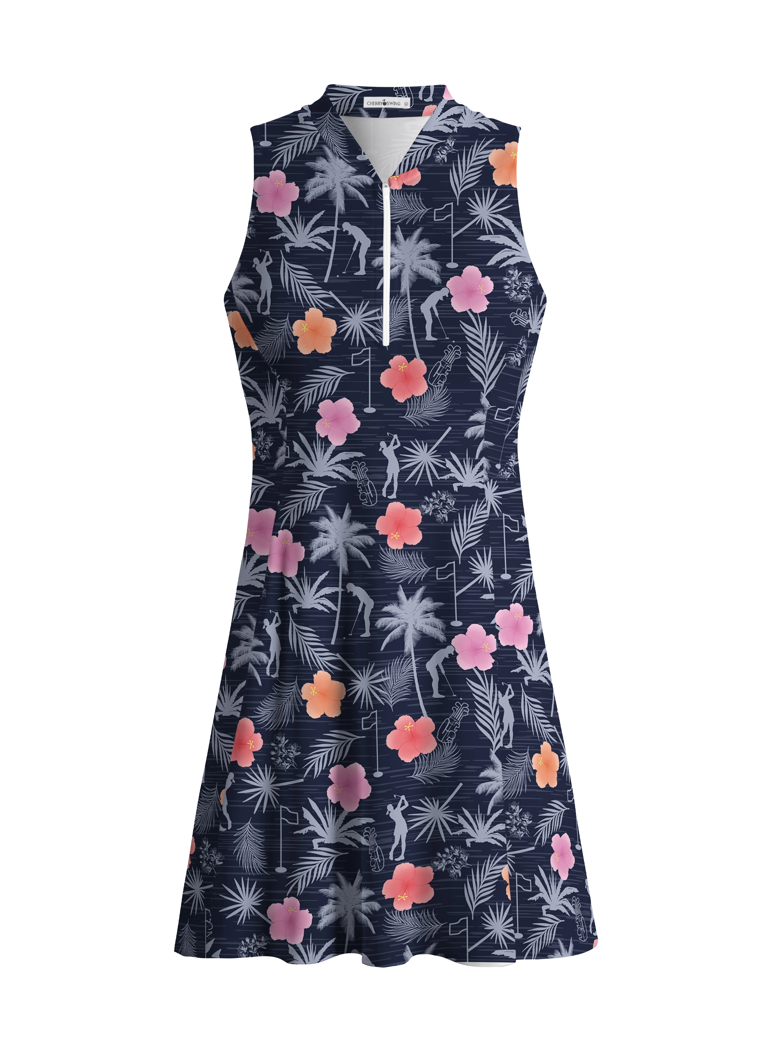 Cherryswing Tropical Green Golf Dress With Shorts