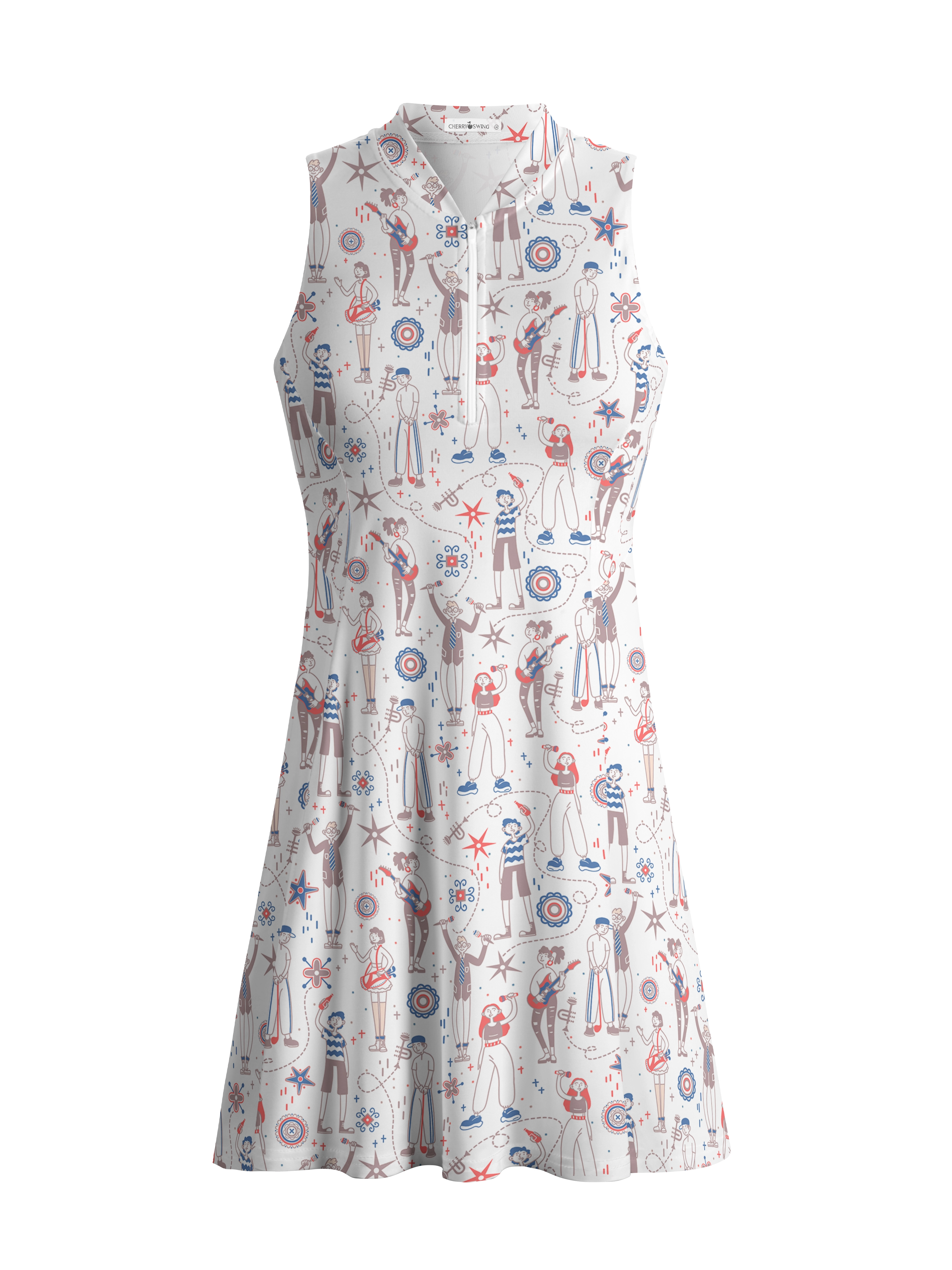 Cherryswing Doodle Pattern Golf Dress With Shorts