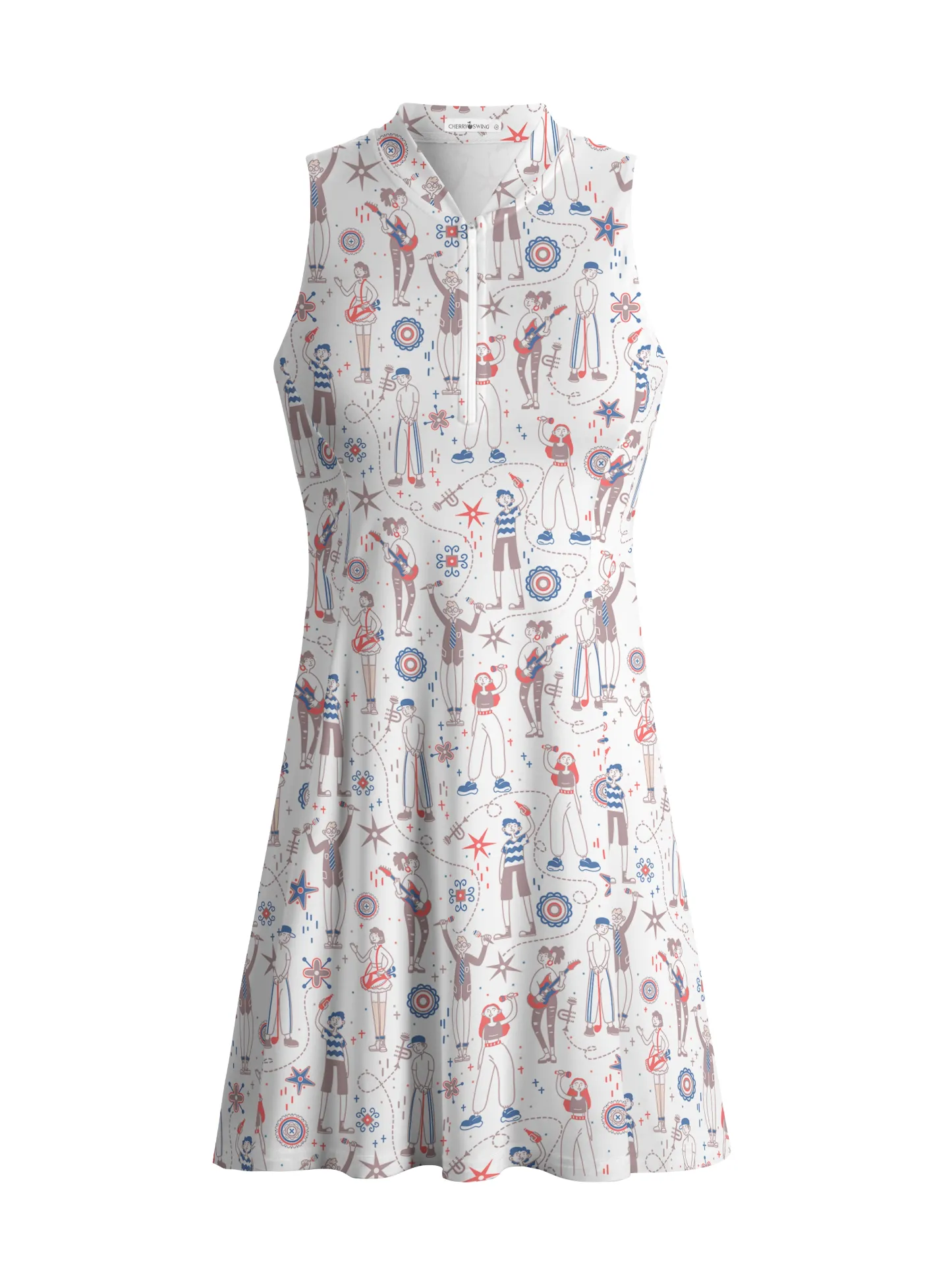 Cherryswing Doodle Pattern Golf Dress With Shorts