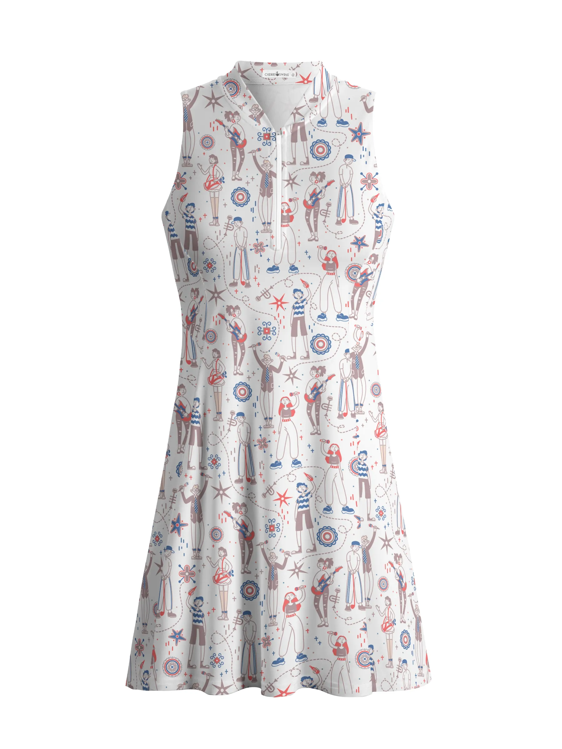Cherryswing Doodle Pattern Golf Dress With Shorts