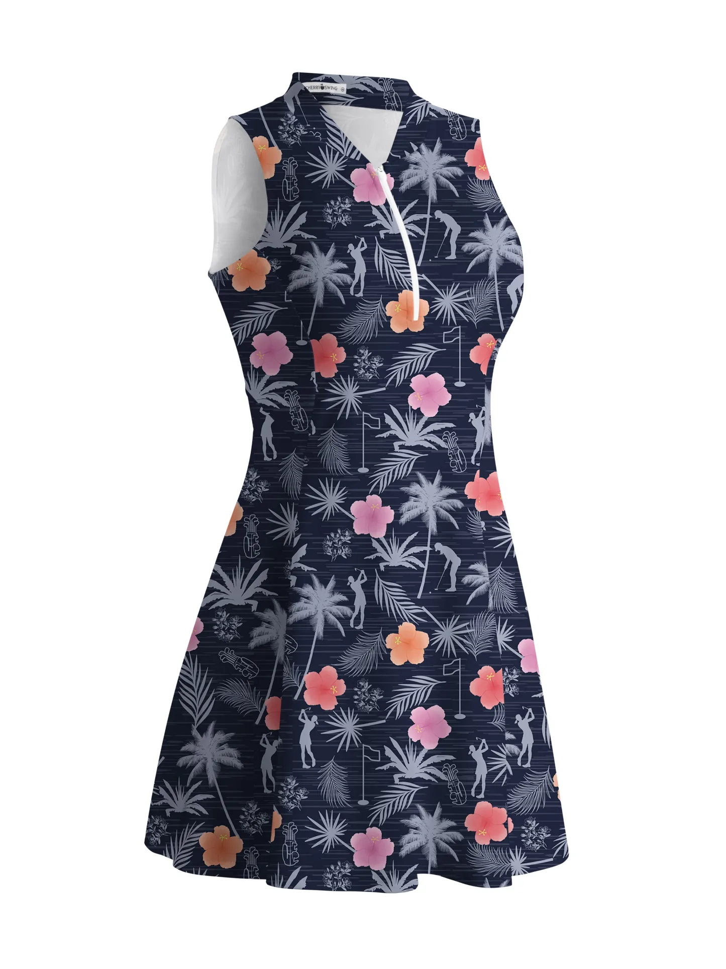 Cherryswing Tropical Green Golf Dress With Shorts