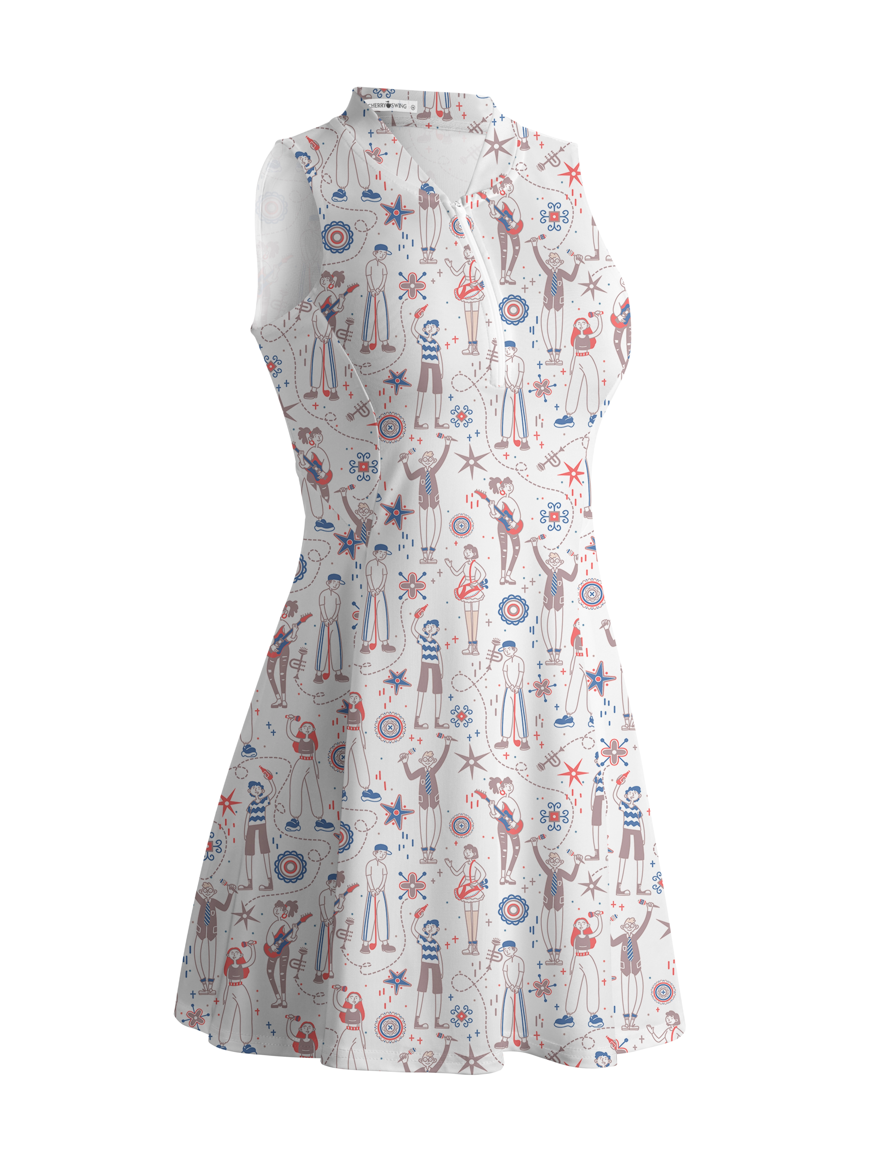 Cherryswing Doodle Pattern Golf Dress With Shorts