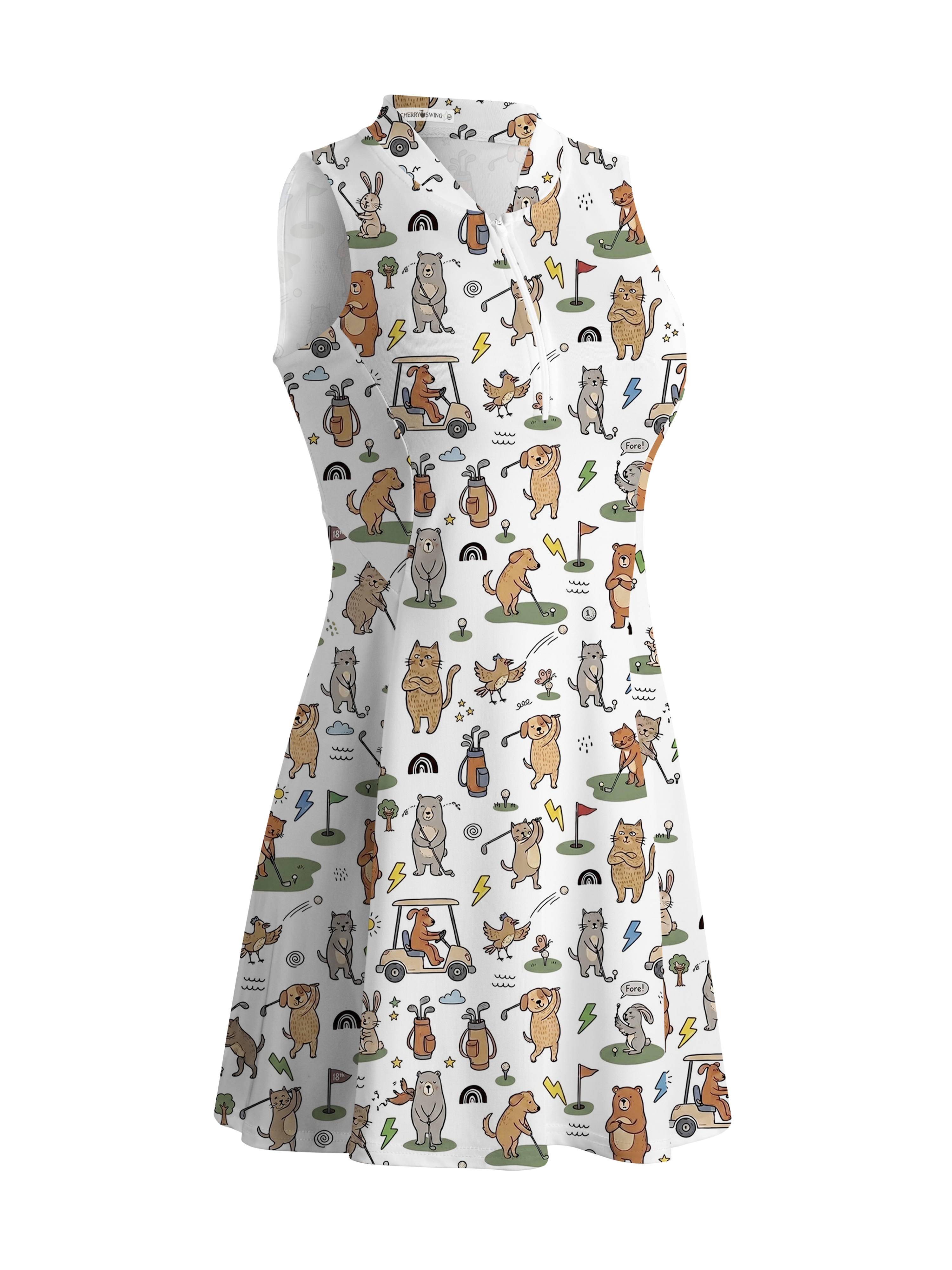 Cherryswing Playful Animal Golfers Golf Dress With Shorts