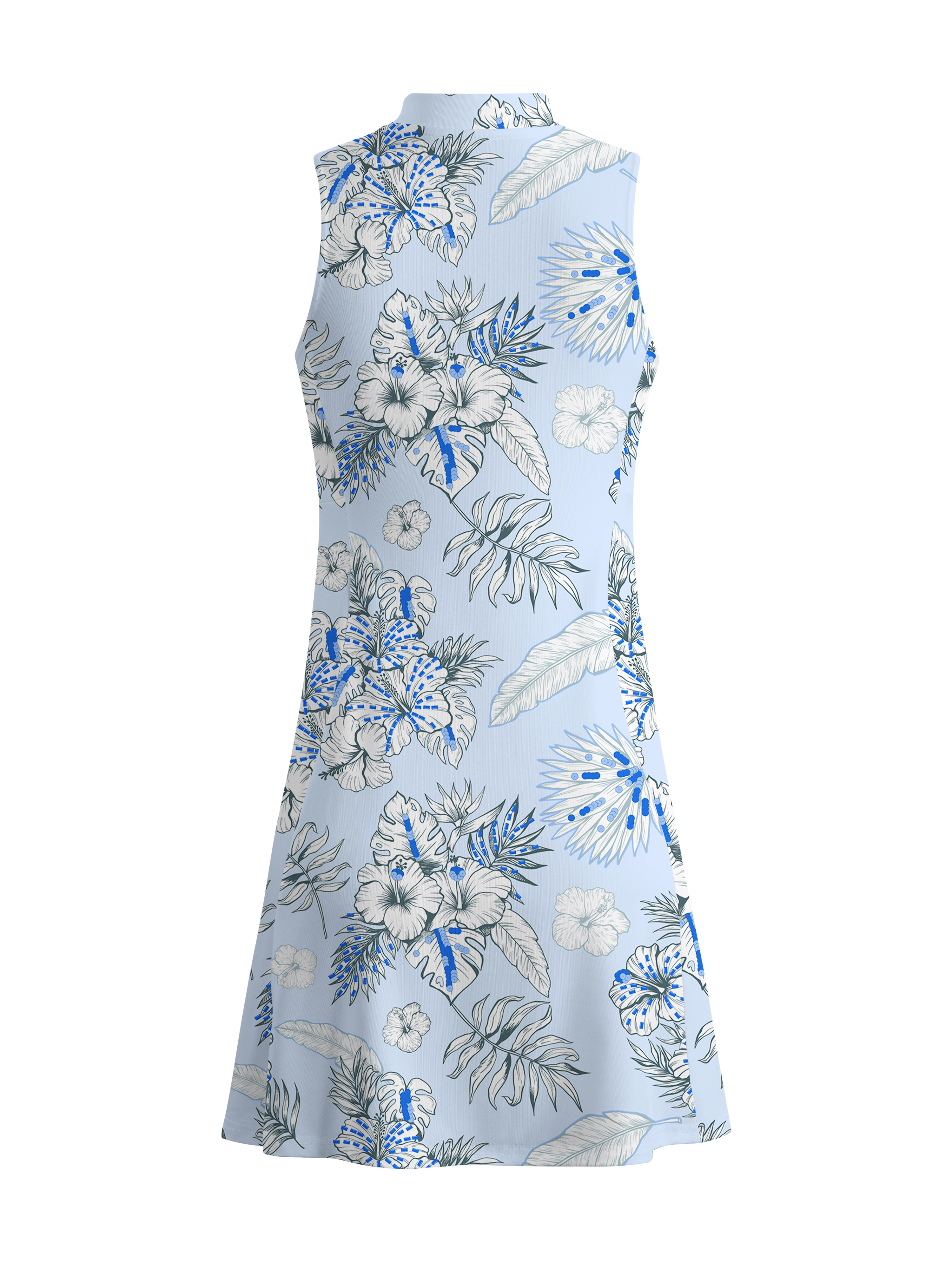 Cherryswing Blue and White Flowers Golf Dress With Shorts
