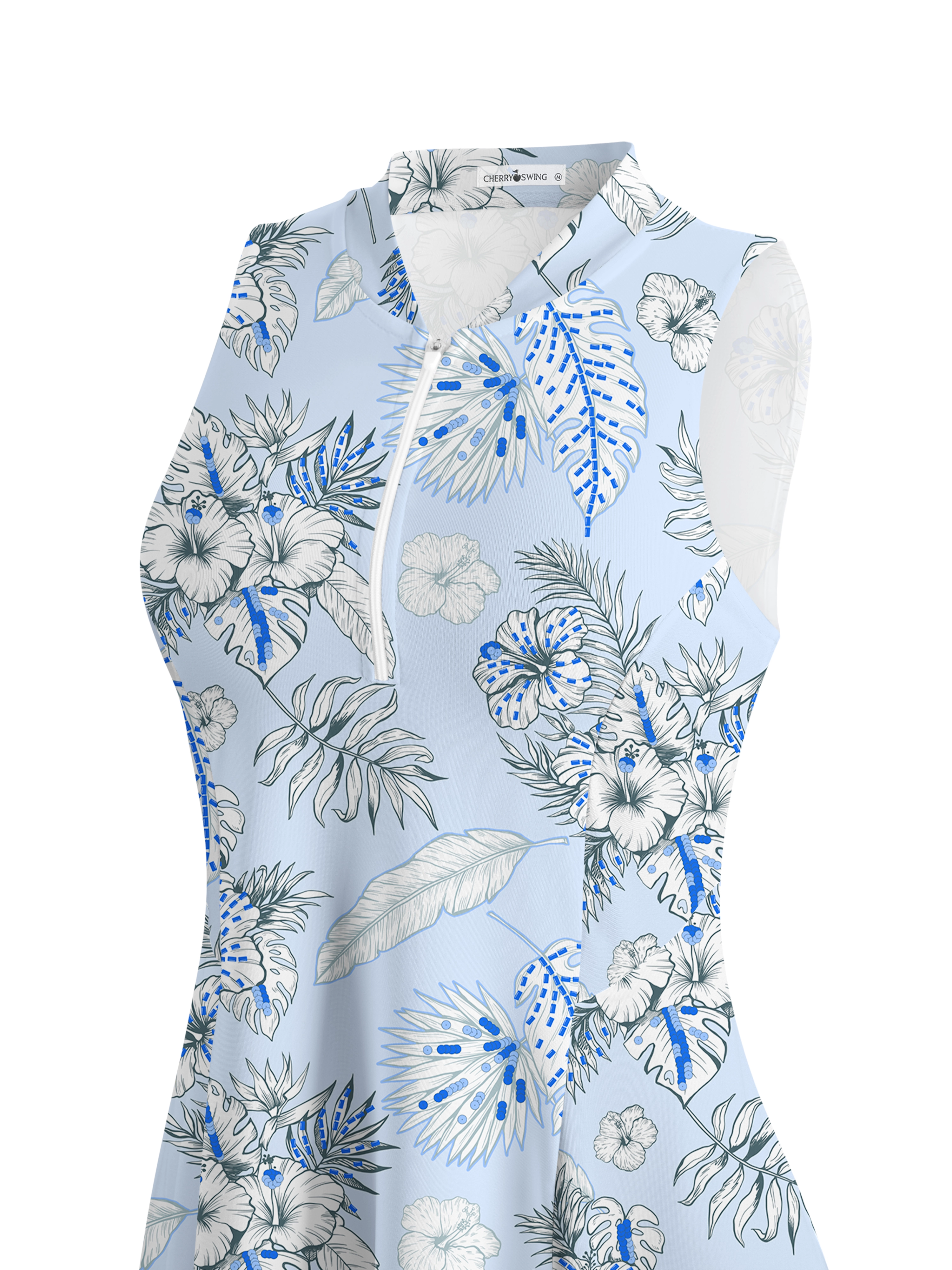 Cherryswing Blue and White Flowers Golf Dress With Shorts